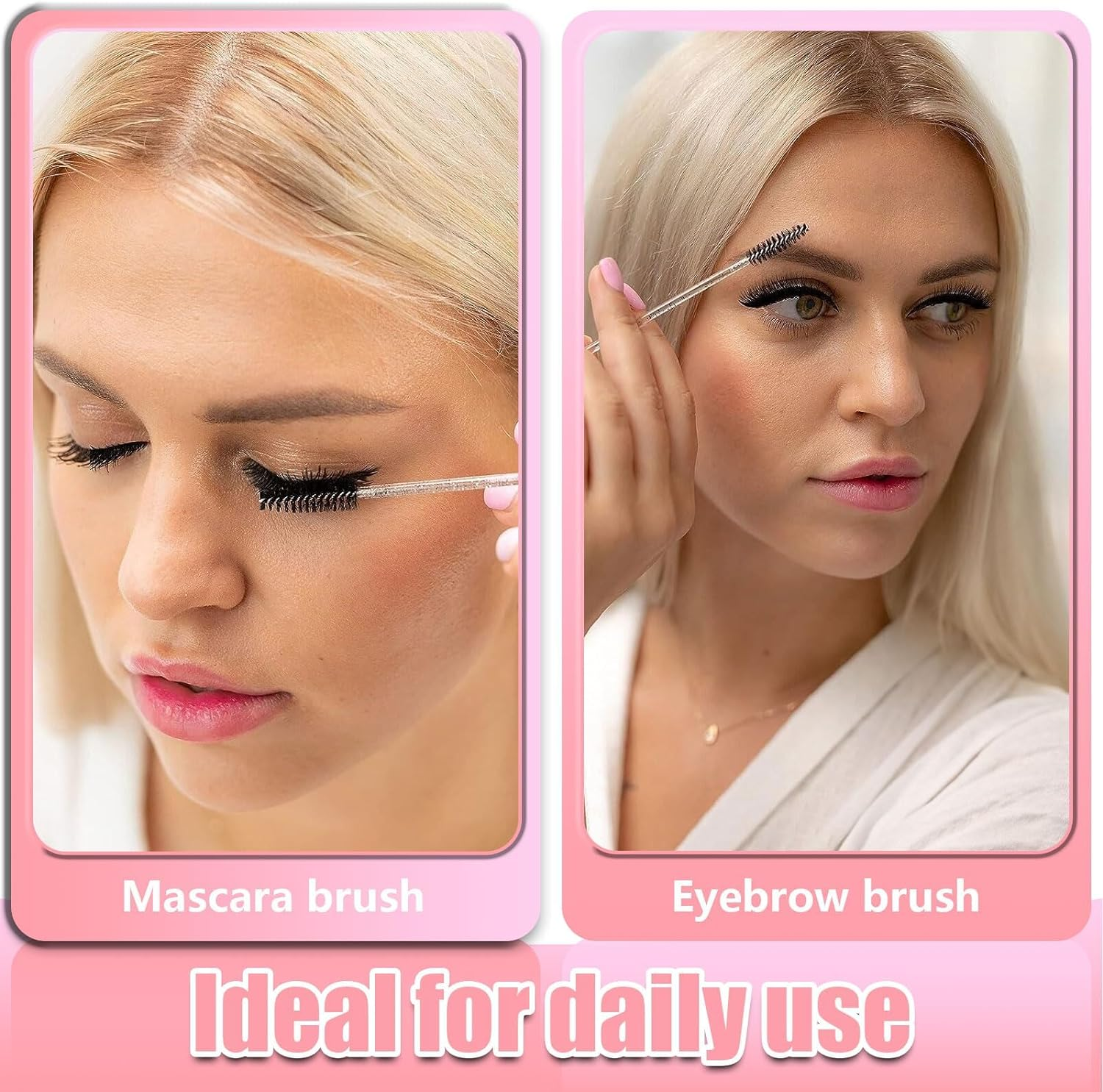 Eyelash Brush,100Pcs Mascara Wands, Disposable Eyelash Brushes, Crystal Lash Wands for Eye Lash Extension, Eyebrow and Makeup (Black) image number 2