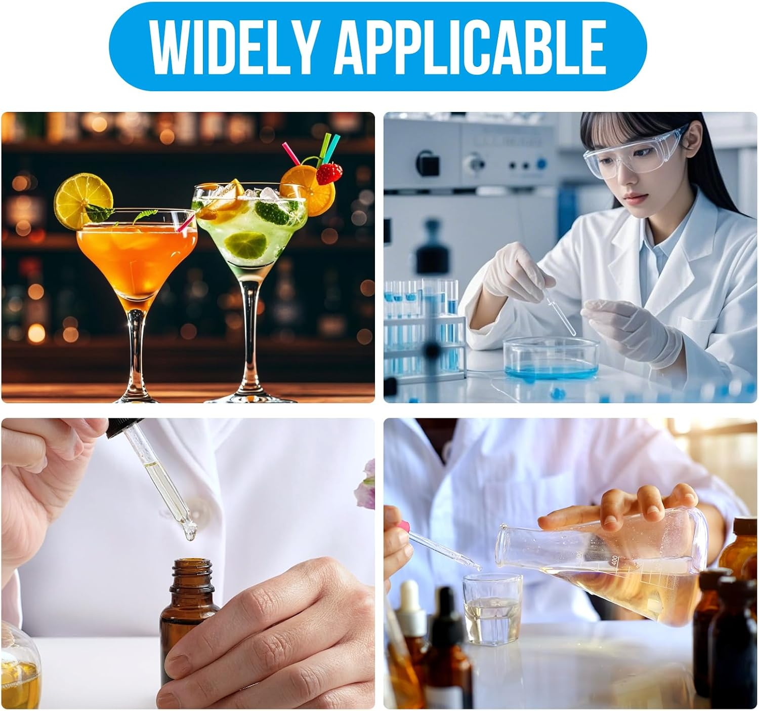 10 Pack Glass Droppers Set, 1Ml Pipettes with Natural Rubber Bulbs, Straight & Elbow Tip Calibrated Droppers for Essential Oils Science Labs Skincare Formulating image number 1