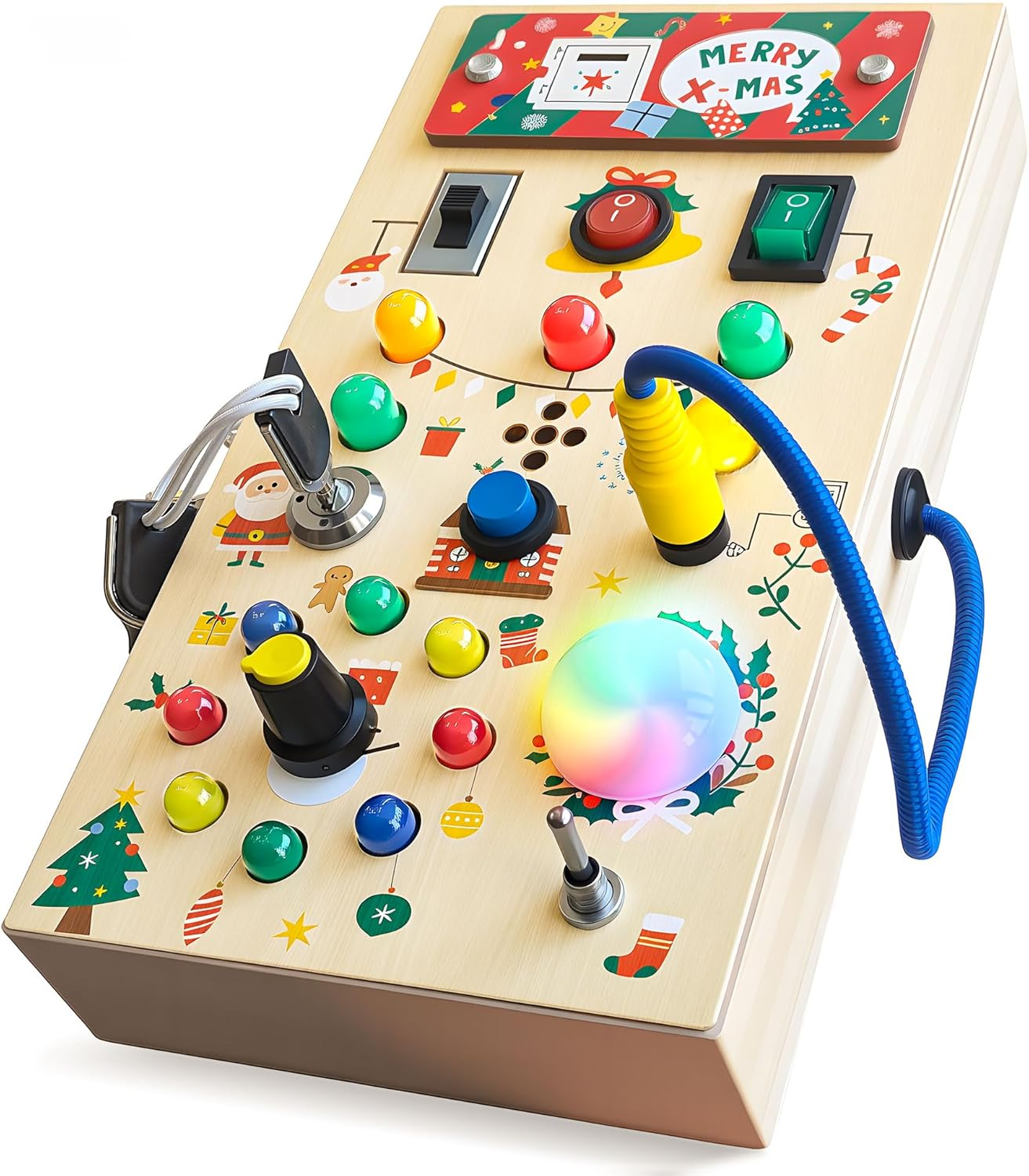Busy Board Toddler Toys - Wooden Montessori Toys for 3 Years Old Toddlers, Sensory Travel Toy with 14 LED Light up Switches, Ideal Gift for 3+ Year Old Boys Girls, Medium image number 2