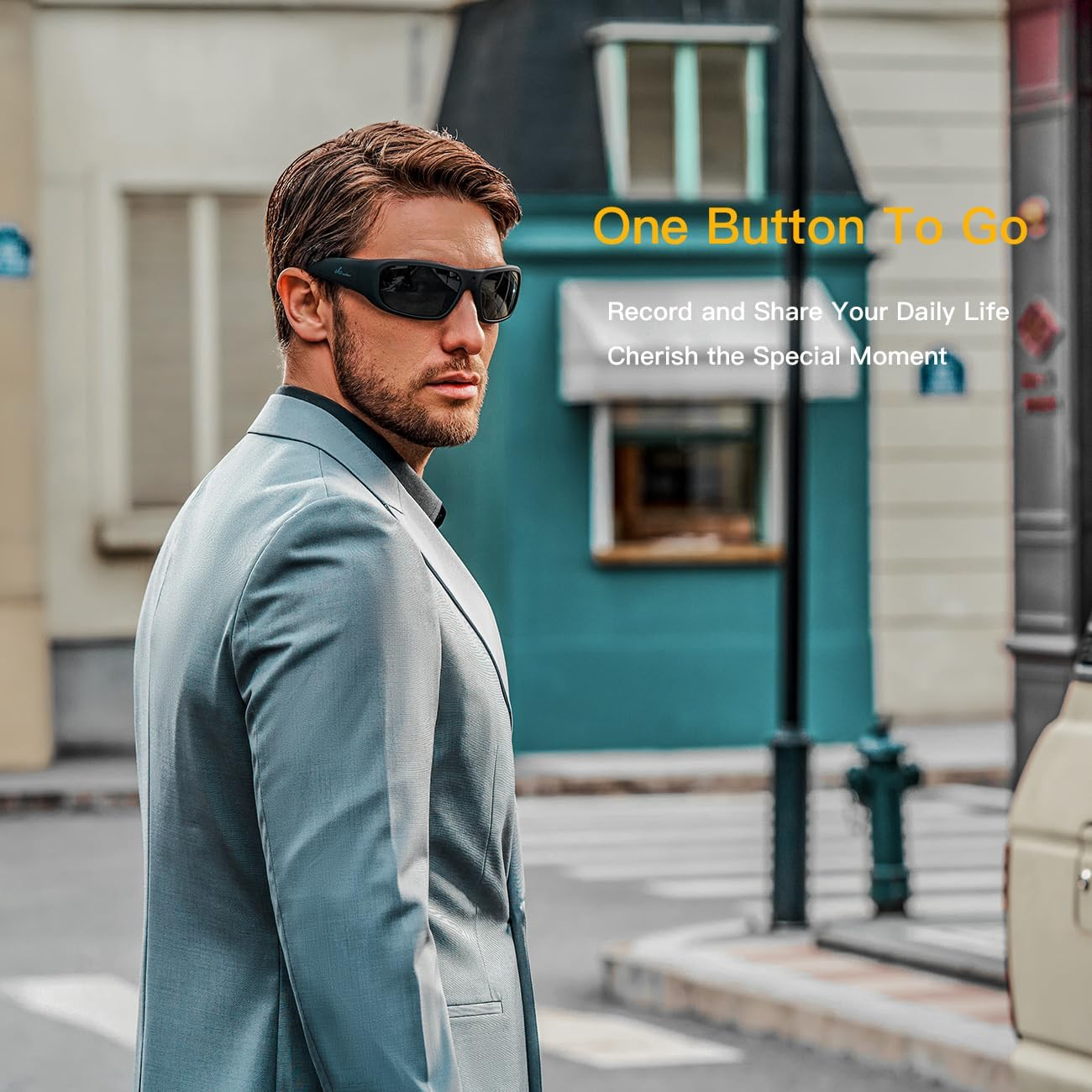 OHO 4K Ultra HD Water Resistance Video Sunglasses, Sports Action Camera with Built-In Memory and Polarized UV400 Protection Safety Lenses,Unisex Sport Design (Blue 128GB) image number 4