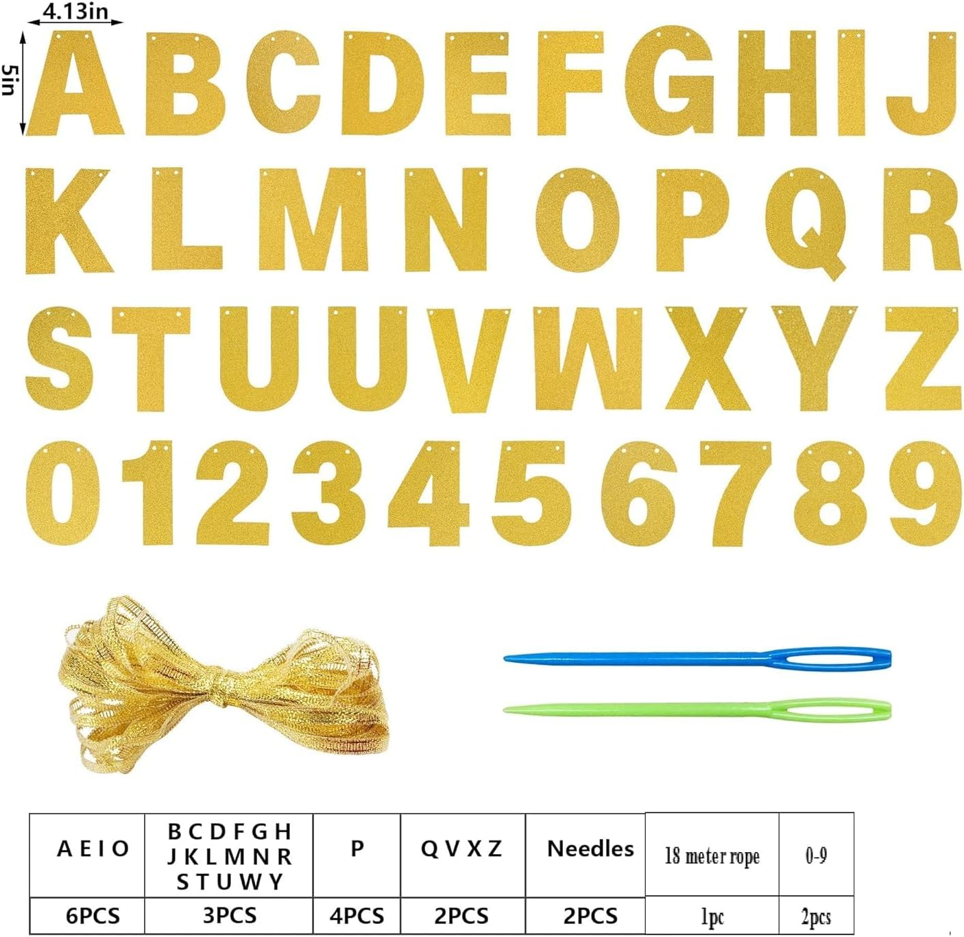 110Pcs DIY Letter Banner Kit, Glitter Letters Banner Customizable Birthday Banners Custom Party Hanging Banner for Graduation Christmas Wedding Party Baby Shower Decoration (Gold) image number 1