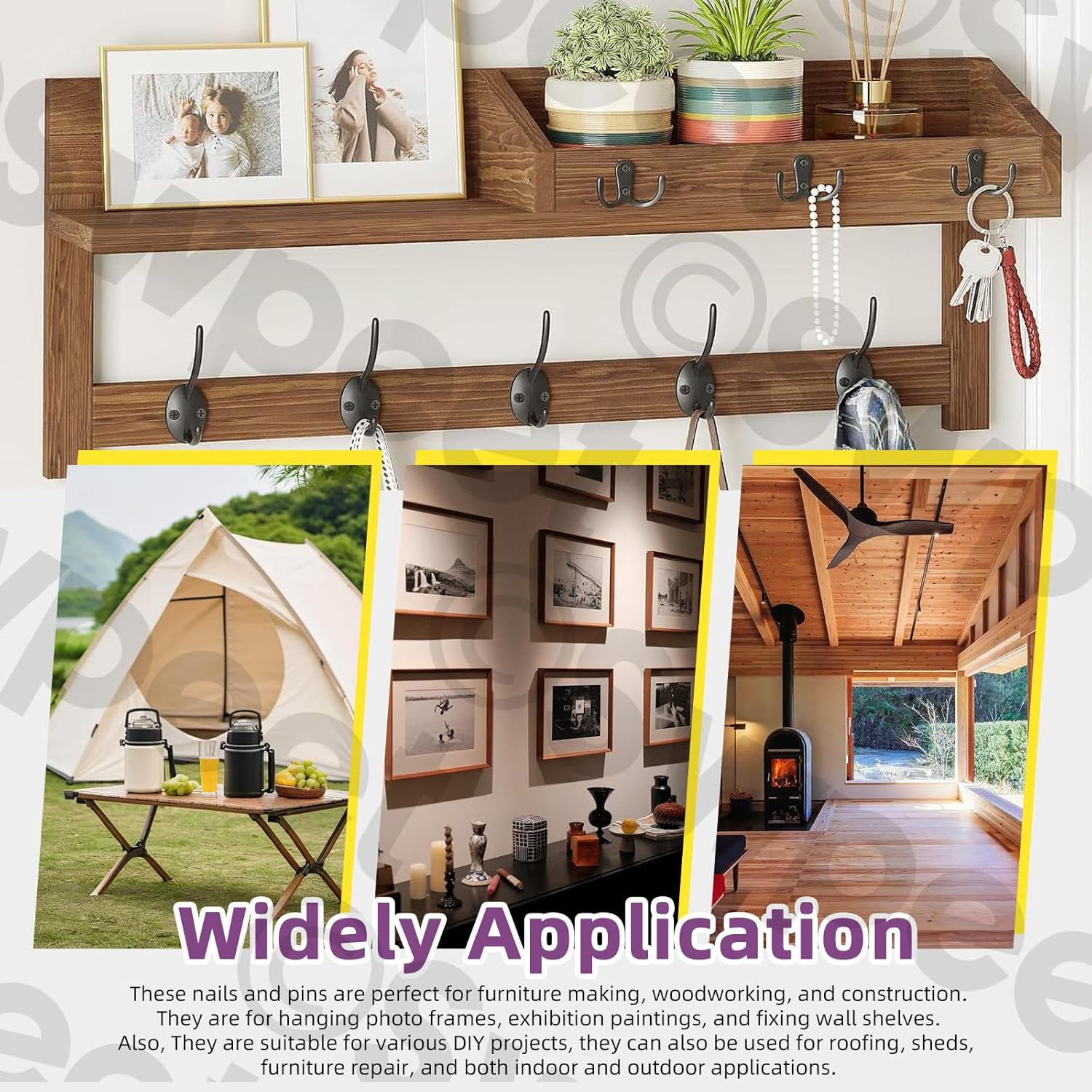 Swpeet 50Pcs 6.5 X 76Mm Galvanized Thread Twist Nail Kit, Concrete Wall Nail 304 Stainless Steel Nail Cement Nail Galvanized Solid Nail Steel Nail for Woodworking image number 5