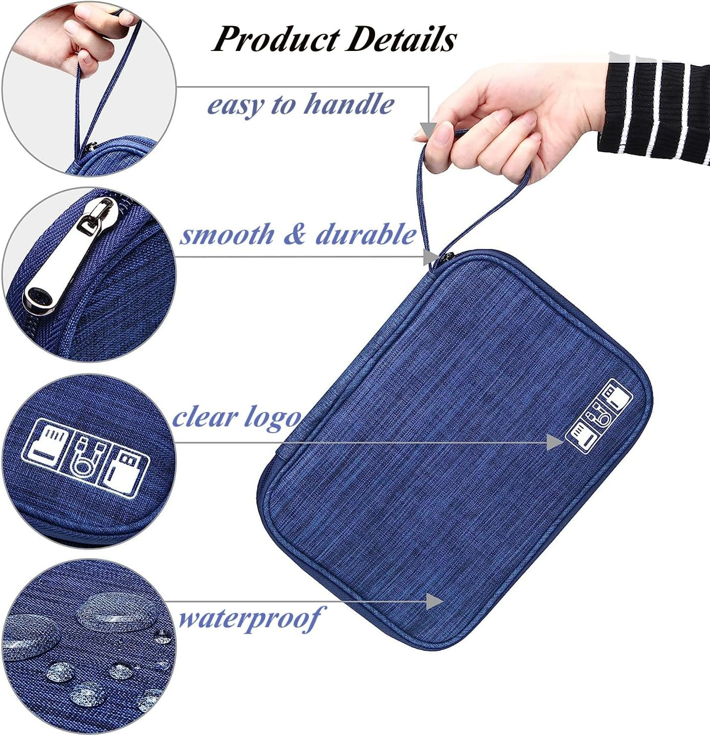 Travel Cable Organizer Bag, Electronic Accessories Organiser, Carry Case Portable Waterproof Double Layers, All-In-One Storage Bag for Cable, Cord, Charger, Phone, Earphone image number 5