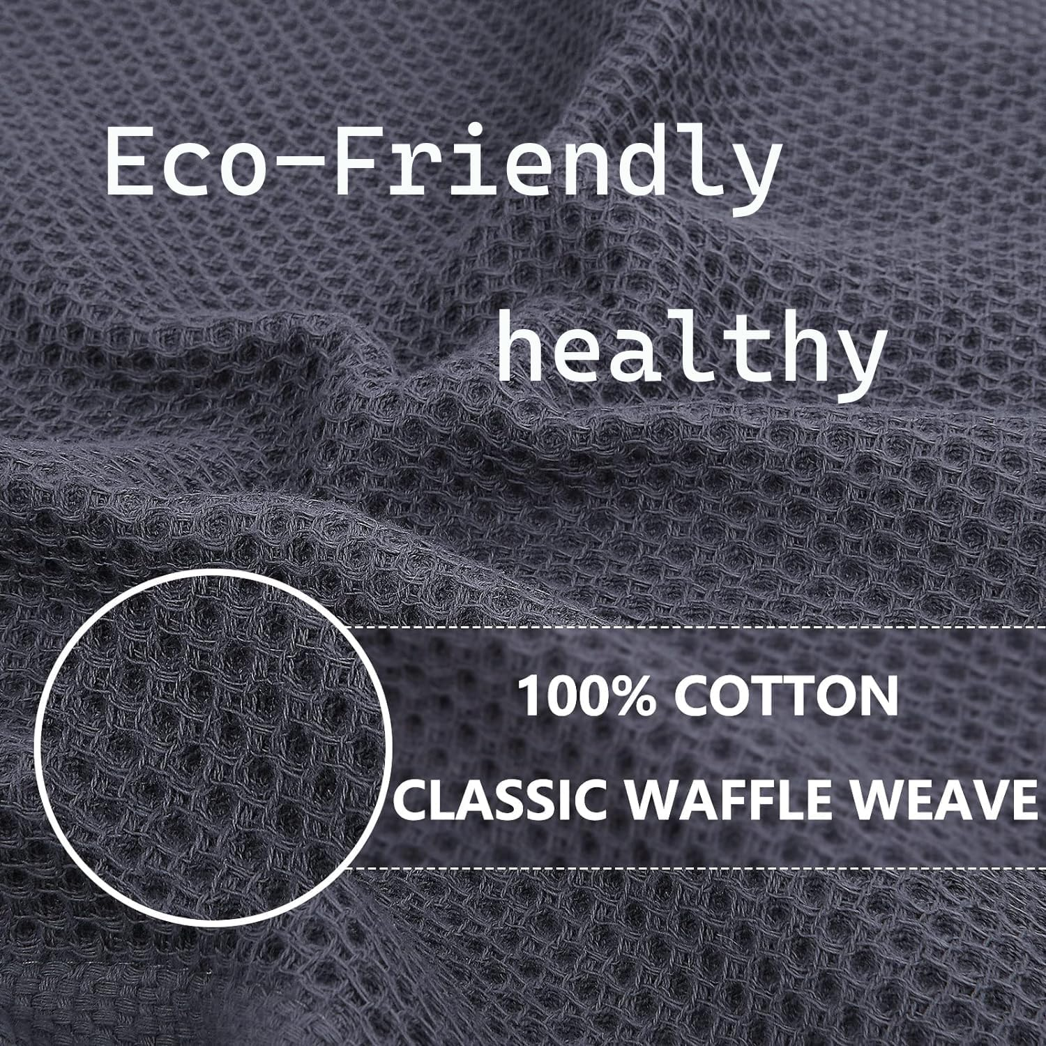 6-Pack 100% Cotton Waffle Weave Kitchen Dish Cloths, Ultra Soft and Absorbent Dish Towels, Reusable Absorbent Cleaning Cloths, Quick Drying Dish Rags, 12X12 Inches, Dark Grey