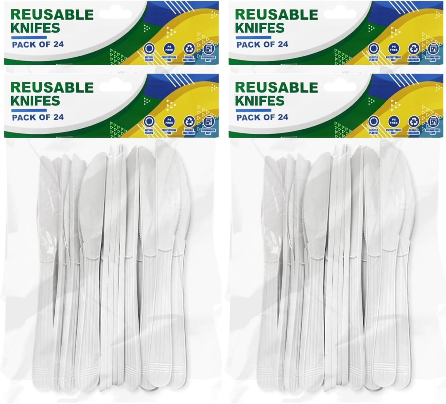 24/96/240 Pieces- Heavy Duty Reusable Plastic Knives White Cutlery Party Catering (24) image number 2