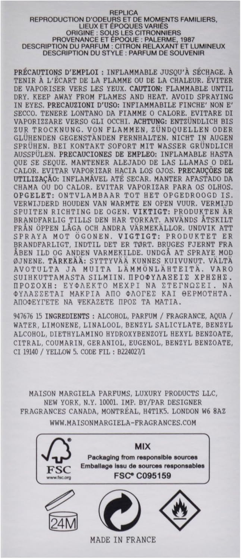 Maison Margiela Replica under the Lemon Trees Eau De Toilette Spray 100Ml/3.4Oz image number 4