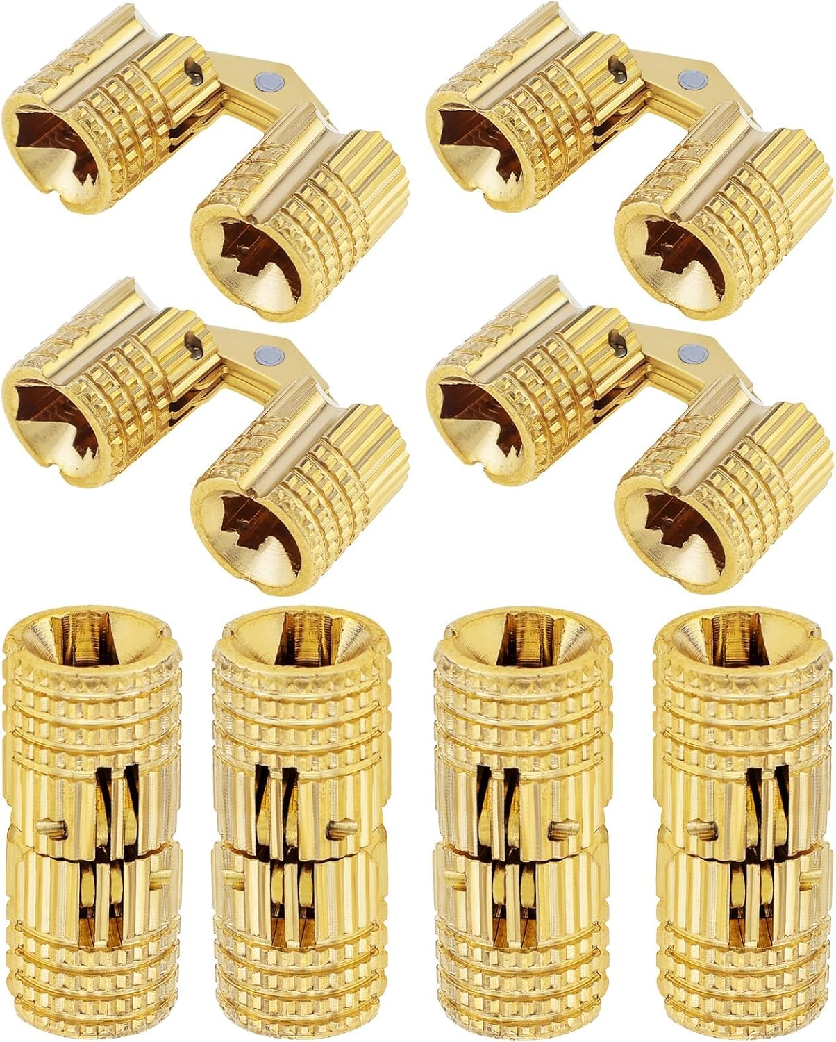 8Pcs 8 Mm Hidden Brass Barrel Hinges, 180 Degree Opening Angle Concealed Furniture Hinges for DIY Jewelry Box Hand Craft (8, 8Mm)