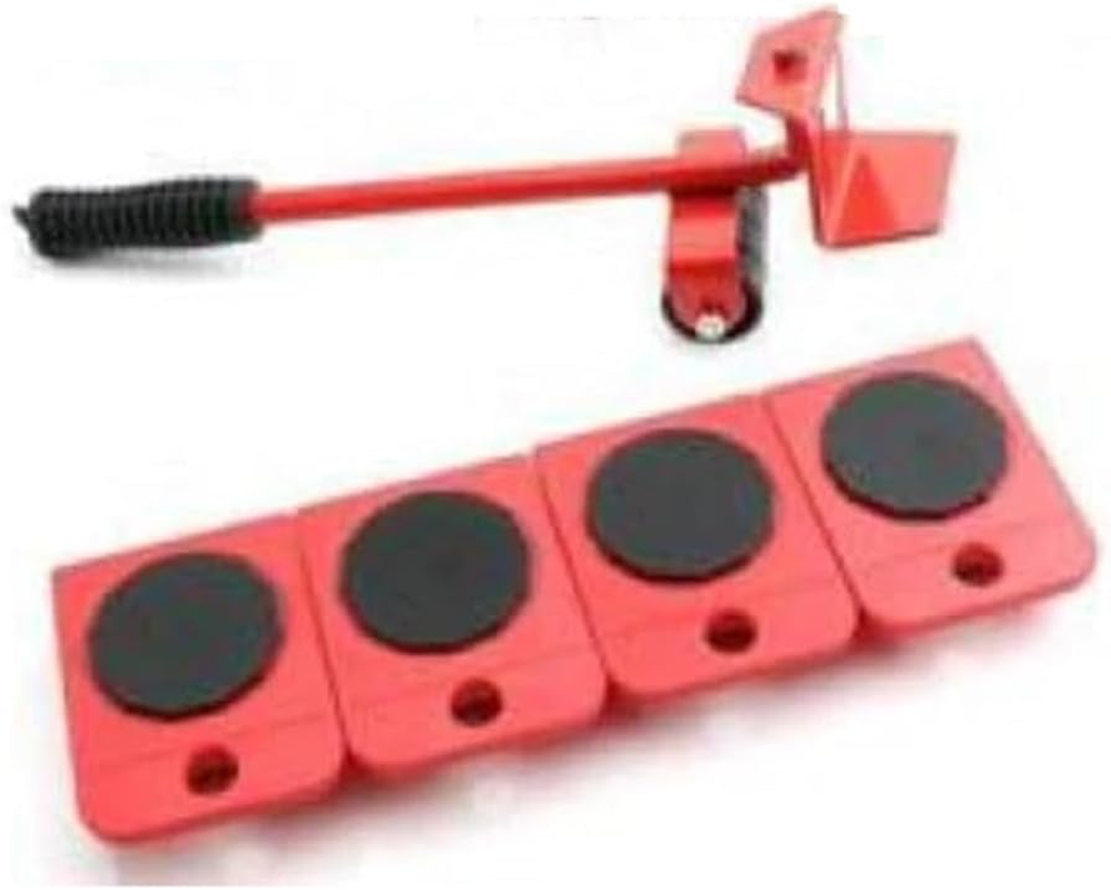 Bliss Gifts & Homewares Furniture Lifter Mover Tools Set I Heavy Duty Multifunctional Furniture Lifter with 4 Wheeled Corner Movers I for Sofas Couches Refrigerators I Easy and Safe Moving (Red)