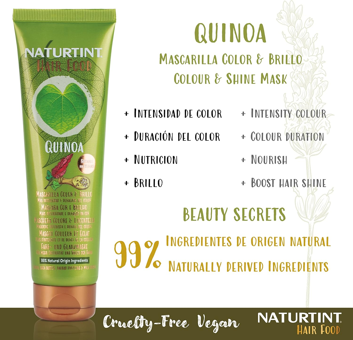 Naturtint Hair Food Quinoa Hair Mask Quinoa Superfood Hair Mask Colour and Shine More Intensity and Colour Time Specially for Colour Treated Hair 99% Natural Ingredients 150 Ml image number 3