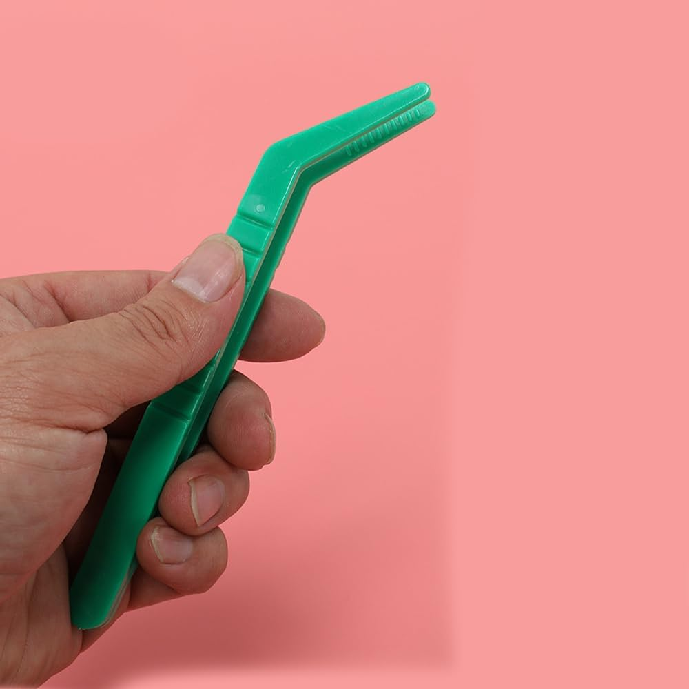 6Pcs Plastictweezers Tweezers Plastic Forceps Tweezers Craft Tweezers Curved Head Tweezers Plastic Tweezers Toy Tweezers for Children Tweezers for Crafts,Home Classroom School (Curved Head) image number 6