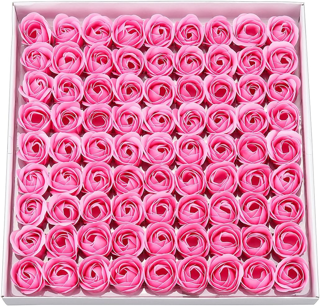 HOUSWEETY 81Pcs Bath Soap Rose Flower, Floral Scented Rose Petal Bouquet image number 2