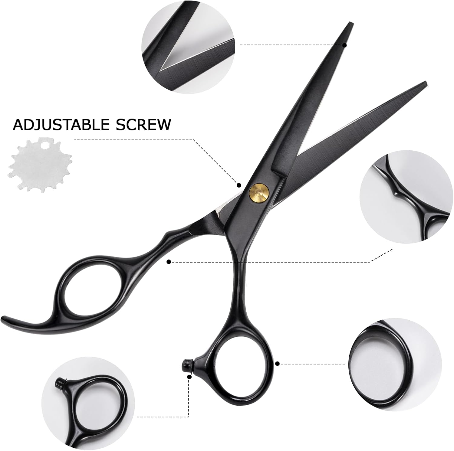 Hairdressing Scissors Set, 6.7 Inch Hair Cutting Scissors, Hair Scissors Thinning Scissors Set, Professional Hair Cutting Scissors for Women, Men, Children, Pets, Hairdressing Accessories for Hair and Beard, Hairdressing Cape, Comb image number 2