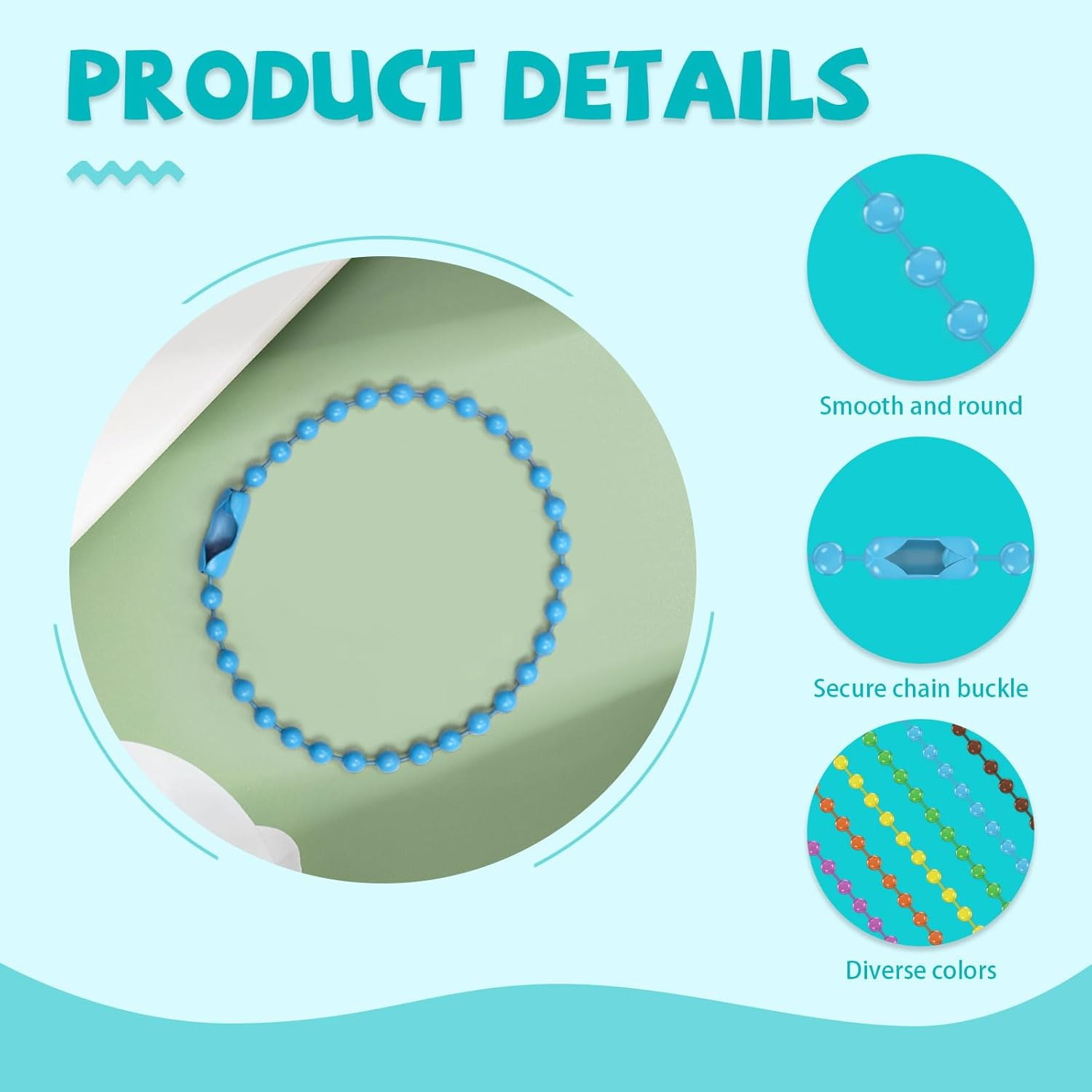 200 PCS Ball Chain Keychain, Metal Ball Chain Necklace,Dog Tag Chain Ball Chain Necklace Bulk Ball Chain Connectors image number 5