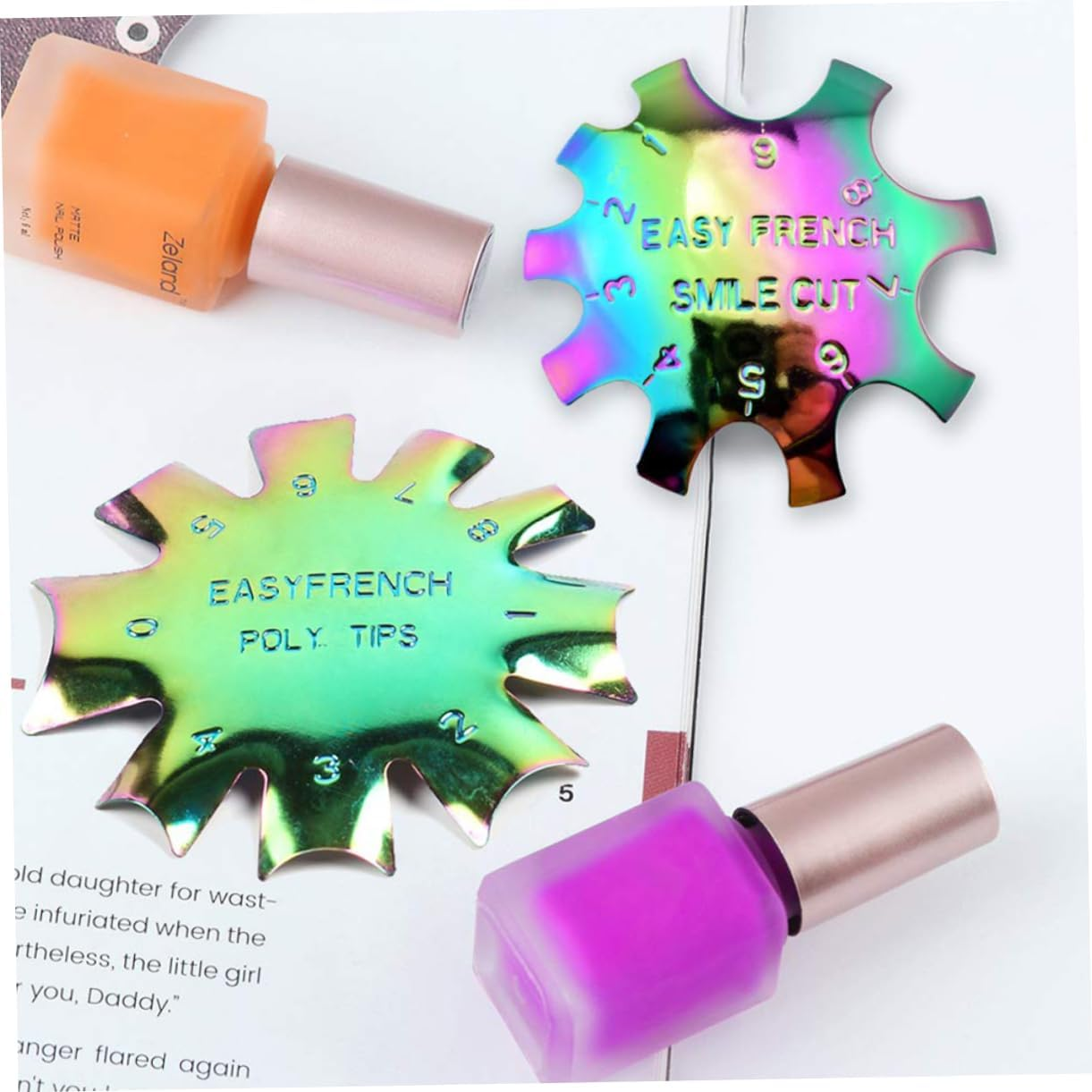 BATHVEVE 6Pcs Nail Art Template Kit Nail Trimmer Stencil for DIY Manicure Manicure Tools Safety image number 6