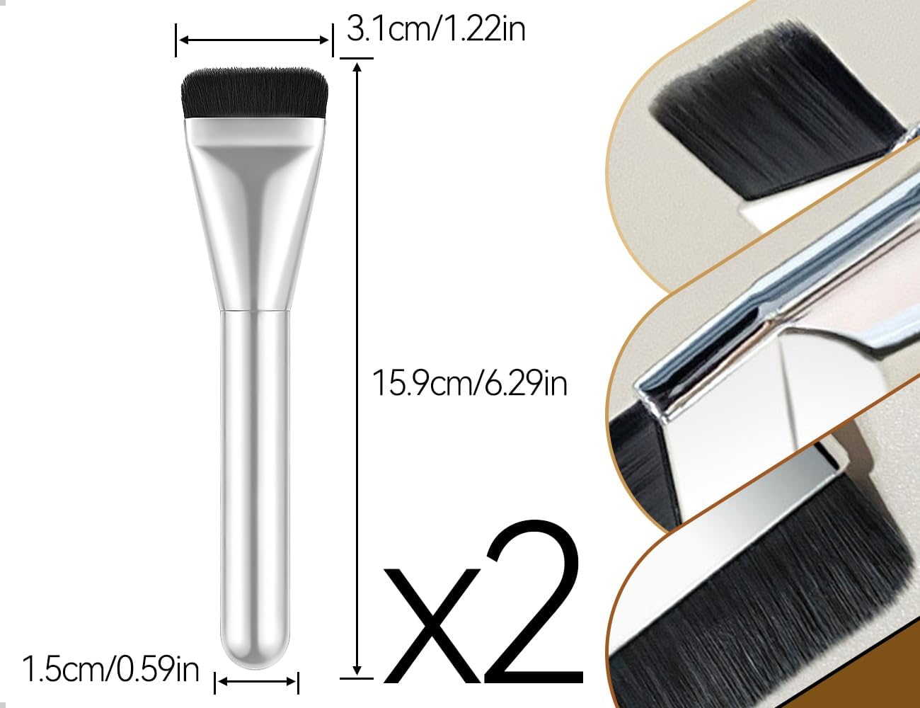 Emezddo Pack of 2 Foundation Brushes, Ultra Thin Flat Make up Brushes, Used for Women Girls Liquid Powder Concealer Cream Stage Performances Weddings image number 6