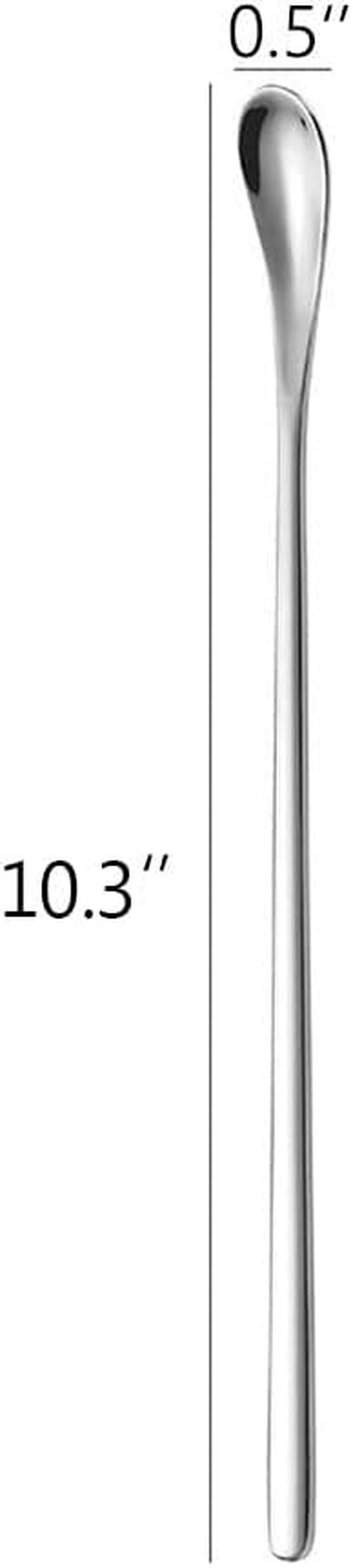 Delove Long Stainless Steel Cocktail Stirrers Stir Cocktail Drink Swizzle Stick Beverage Coffee Stirring Spoon- Mixing Spoon- Tiny Salt Condiment Spoon (10.3-Inch) image number 1
