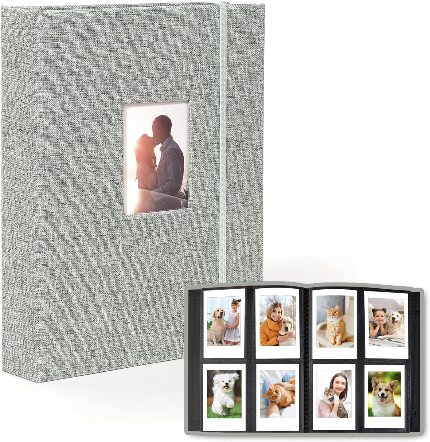 Meunmro 208 Pockets Mini Photo Albums, Linen Cover Polaroid Photo Albums Fits for Fujifilm Instax Mini 7S 8 8+ 9 25 26 50S 70 90, 3-Inch Film (Beige)