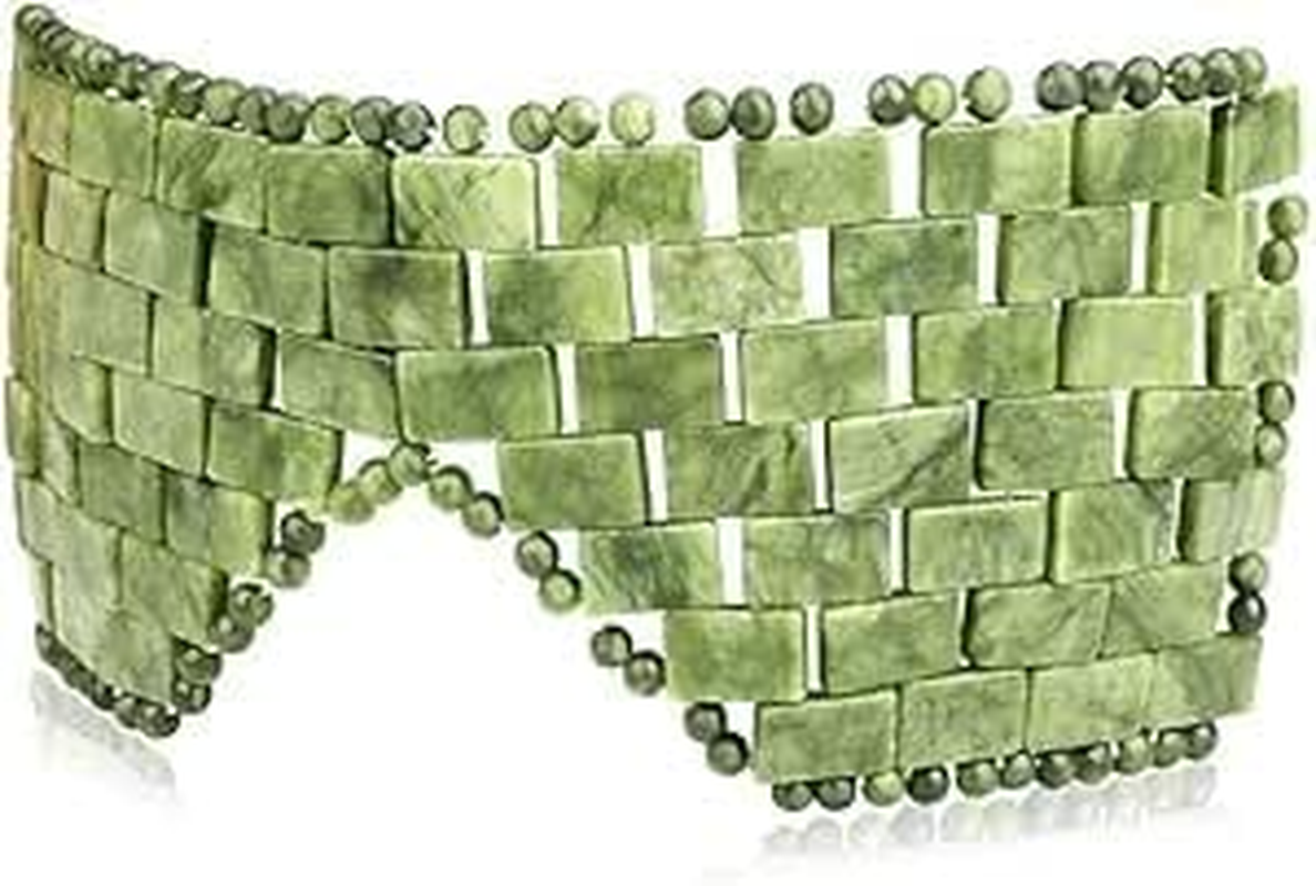 Jade Eye Mask- Natural Green Jade Mask for Relive Eliminate Puffiness (Dark Green) image number 3
