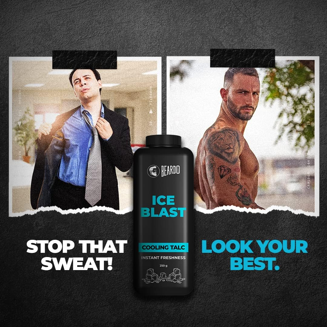Beardo Ice Blast Cooling Talc, 250G | Menthol Talc for Men | INSTANT ICY Cool Freshness Talcum Powder image number 2
