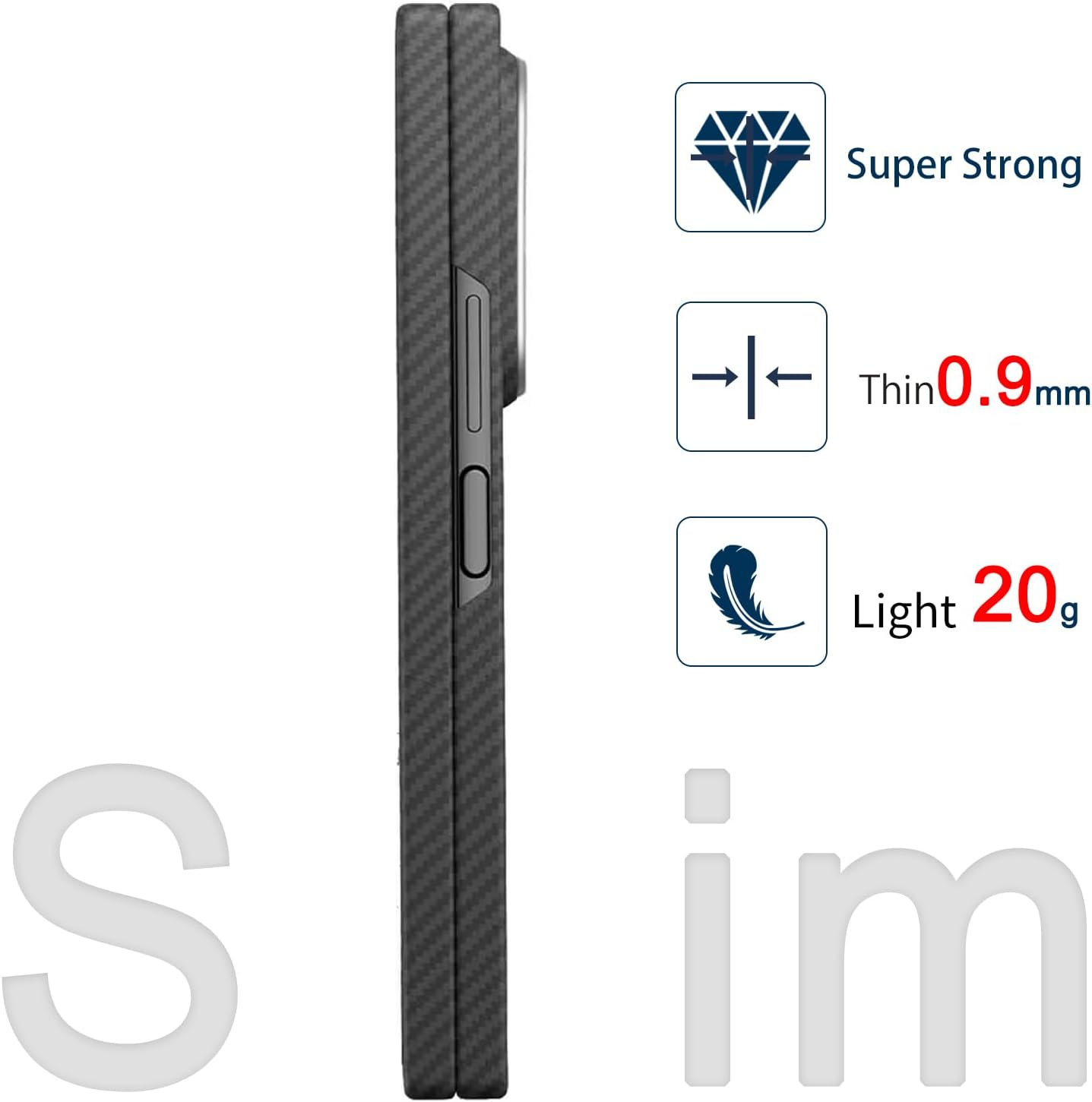 Sisyphy Aramid Fiber Case for Samsung Galaxy Z Fold 7 Compatible with Magsafe, Black 600D with Carbon Fiber Texture, Super Slim Protective Cover Skin, Soft Touch Sturdy Durable Snap-On Back Cover - Black 1500D With Magnets image number 3