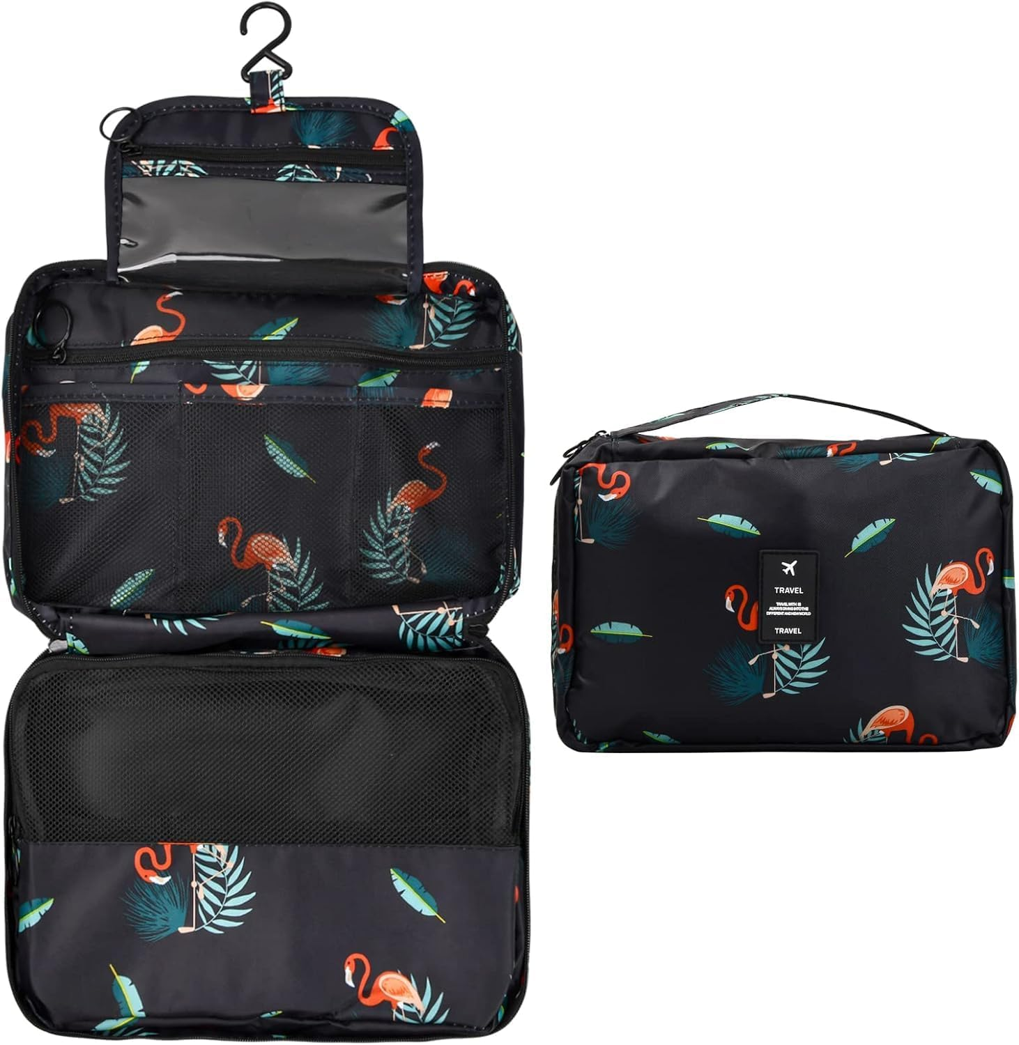 Large Hanging Toiletry Bag, 25.5X17X8.5Cm, Waterproof Makeup Bag Travel with 4 Compartments, Foldable Portable Wash Bag Women Men, for Travel Toiletries Essentials Bathroom Shower image number 3