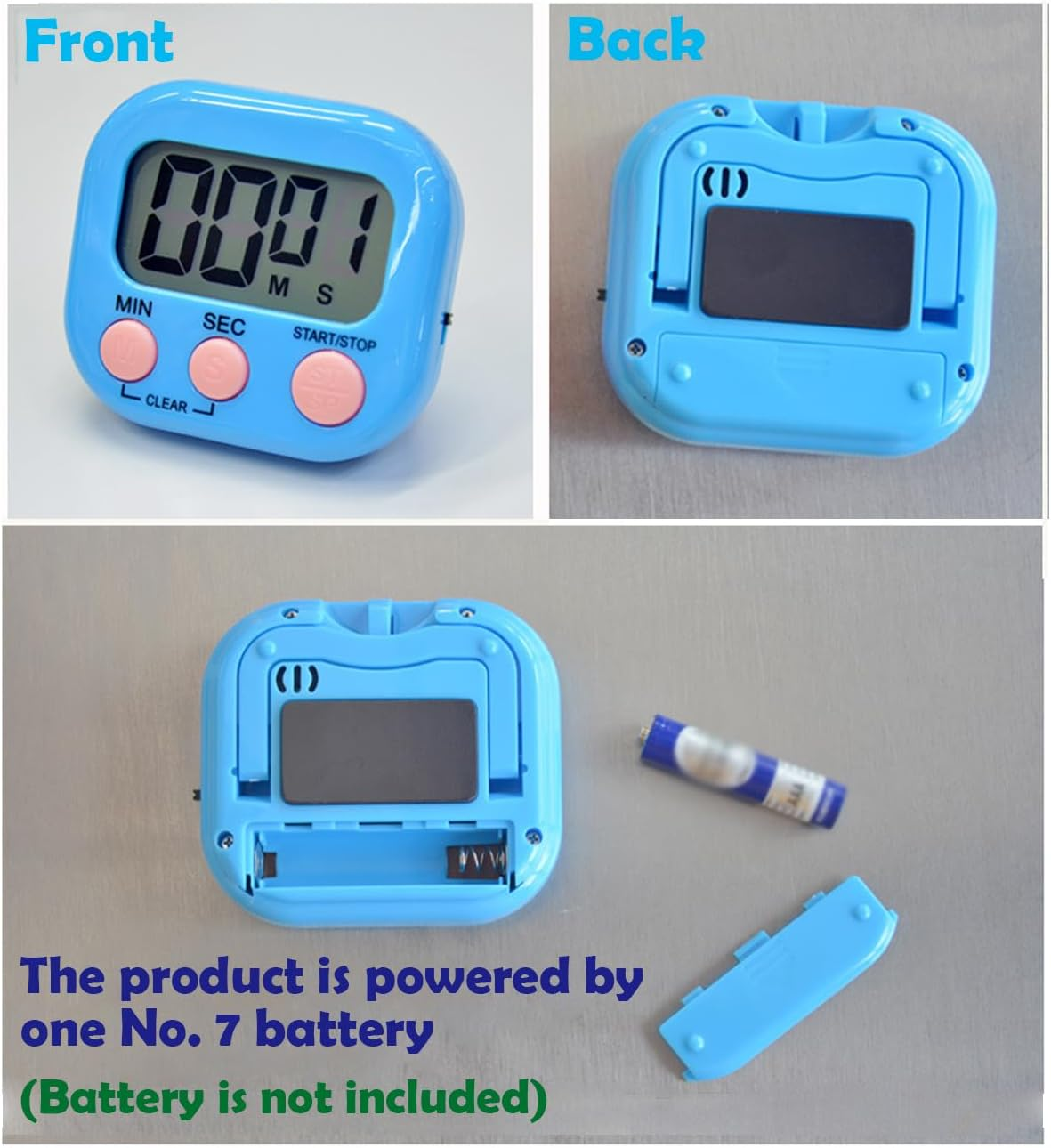 4 PCS Digital Timer Set with Magnetic Back & Stand, 100-Minute Count Up/Down Timer, Large LCD Display, Digital Timers Loud Alarm Kitchen Timers for Cooking Minute Second Count up Countdown (4, Color) image number 1