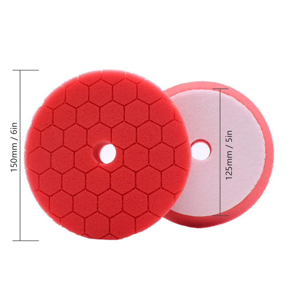 FUNFANG Buffing Polishing Pads 5 Pcs 6 Inch Large Size Sponge Polishing Pads Car Foam Buffing Sponge Pads Kit for Car Buffer Polisher Compounding Polishing Waxing image number 4
