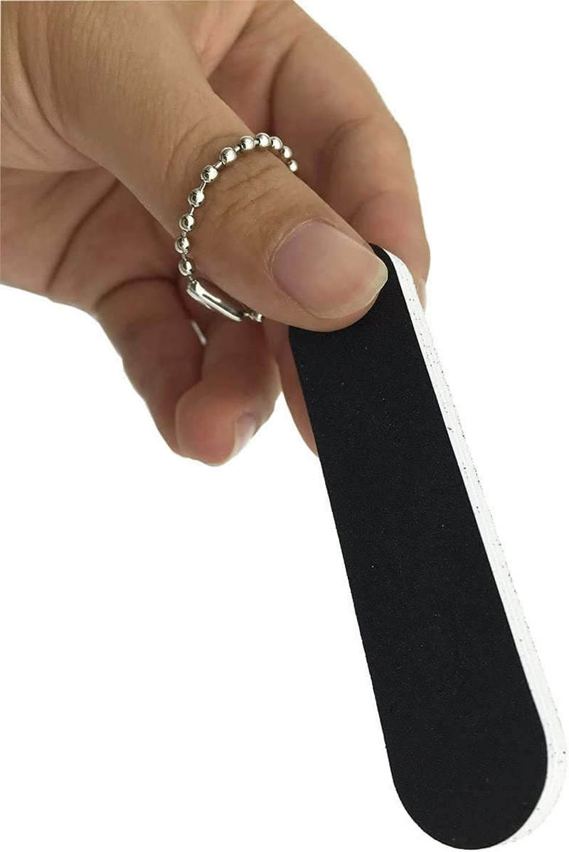 VOSAIDI 10 Pcs Professional Nail Files Nail Tool Shining Blue and Green Mini Nail Colorful Files with Chain Double Sided Emery Board 180 Grit image number 3