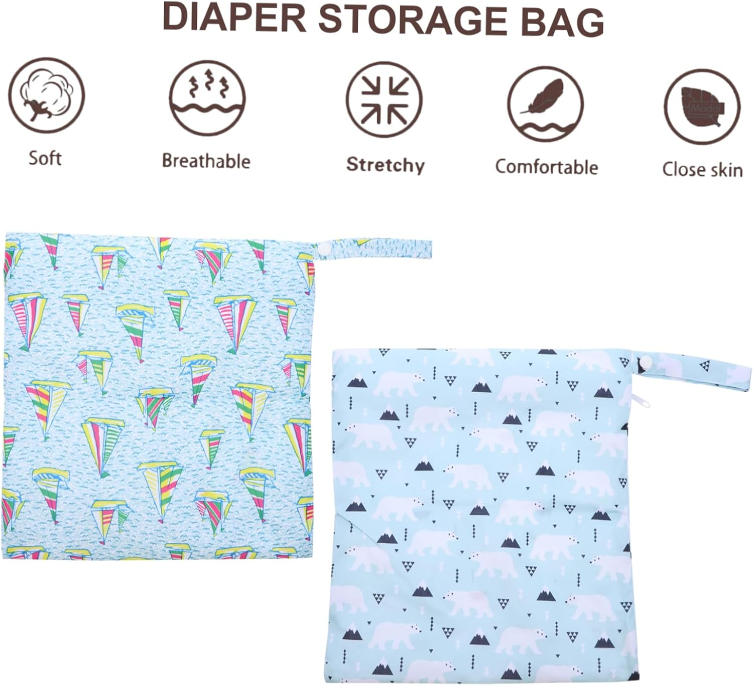 2Pcs Reusable Diaper Storage Bags with TPU Material Wet Dry Organizer for Nursery Travel Portable Multifunctional Pouch for Diapers and Items image number 6