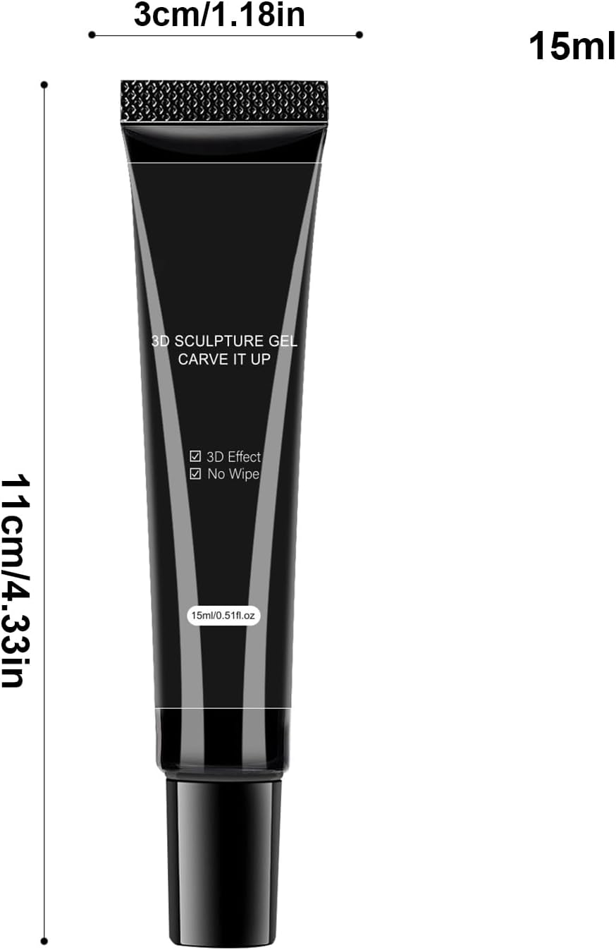 3D Nail Gel for Nail A-Rt, 15Ml Sculpting Gel Nails Glue for Nails Charm, No Wipe Clear Sculpting Ge-L Polish, 5D Embossed Candy Molding Ge-L N-Ail Decoration, 4 in 1 No Wipe Glue for Drawing,Molding image number 3