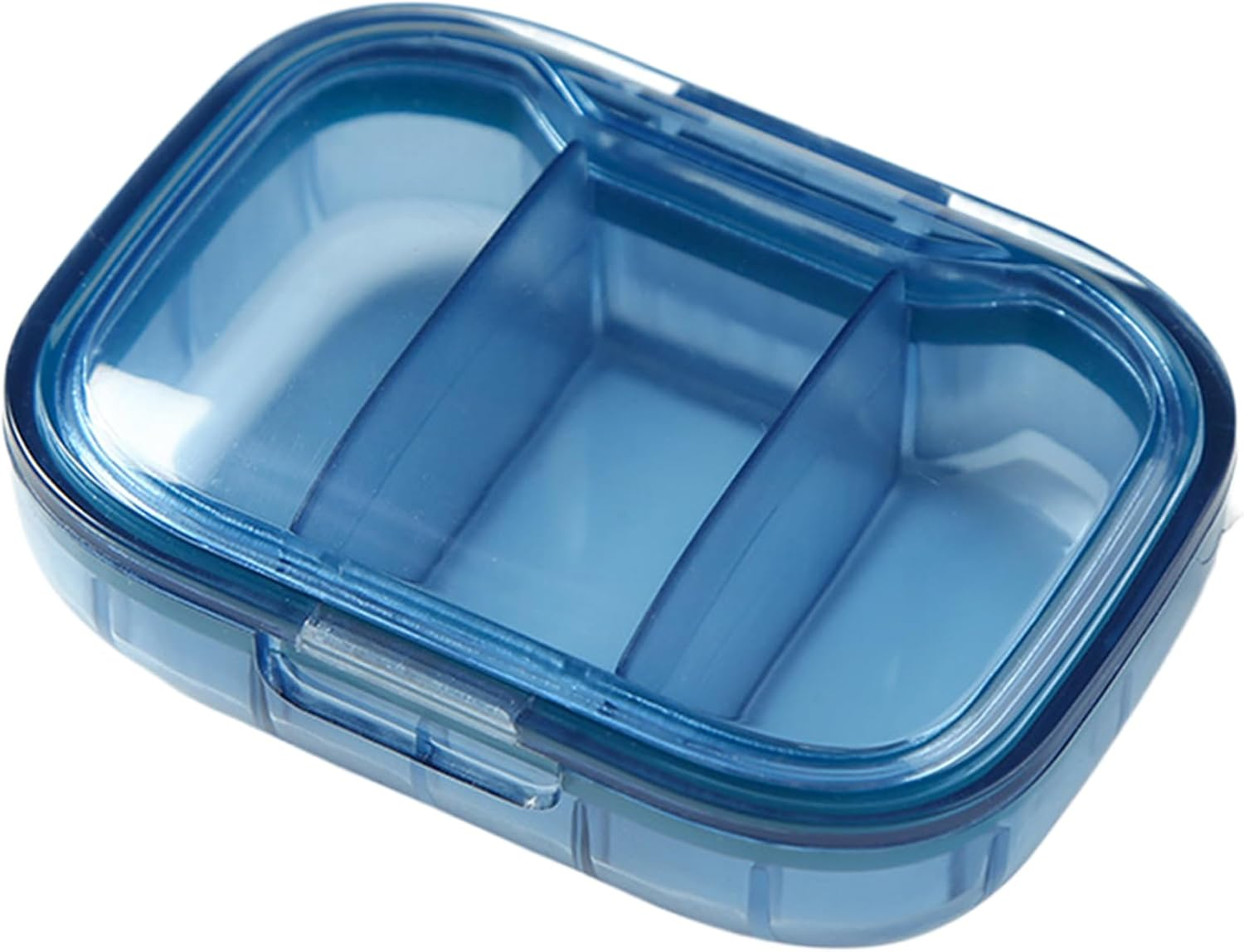 Clear Travel Pill Box - 7X5X2.6Cm Daily Pills Organizer, Portable Pill Box Aesthetic, Separate 3 Compartment Travel Pills Container | Medication Case for Pocket Purse, Daily Supplements