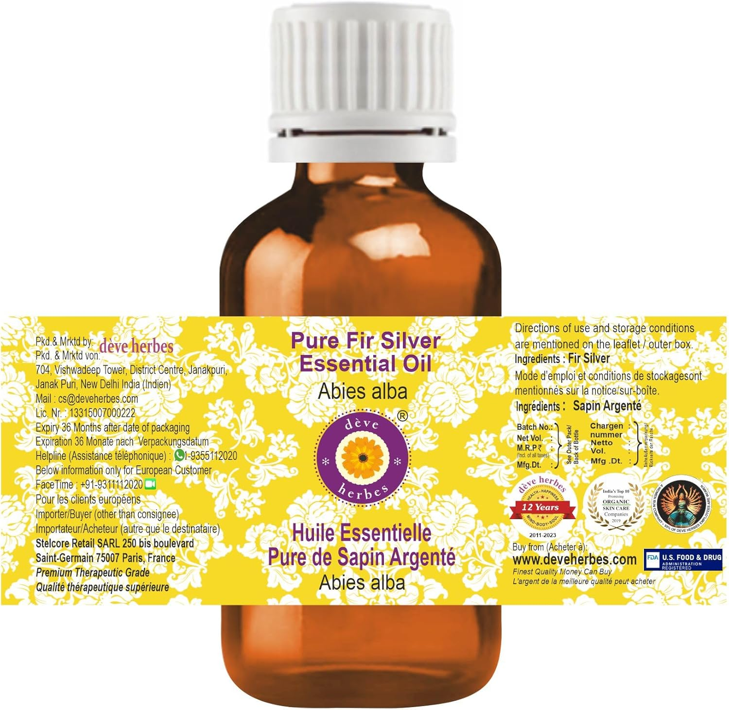 Deve Herbes Pure Fir Silver Essential Oil (Abies Alba) Natural Therapeutic Grade Steam Distilled 5Ml (0.16 Oz) image number 5