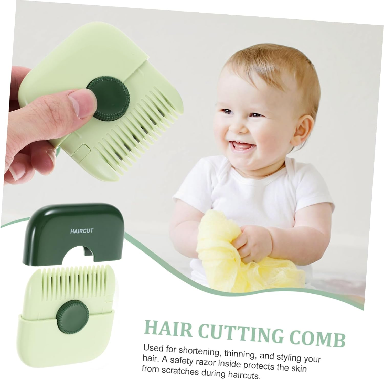 NULYLU Portable Hair Fringe Cutting Tool Hair Cutting Comb for Safe Trimming and Styling for Home and Salon Use and Material Avocado Green image number 2