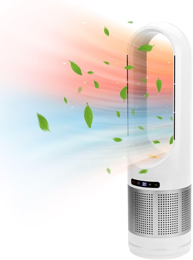 3In1 Tower Fan Heater Cooler Electric Bladeless Oscillating Space Hot Cool Air HEPA Filter Purifier Timer