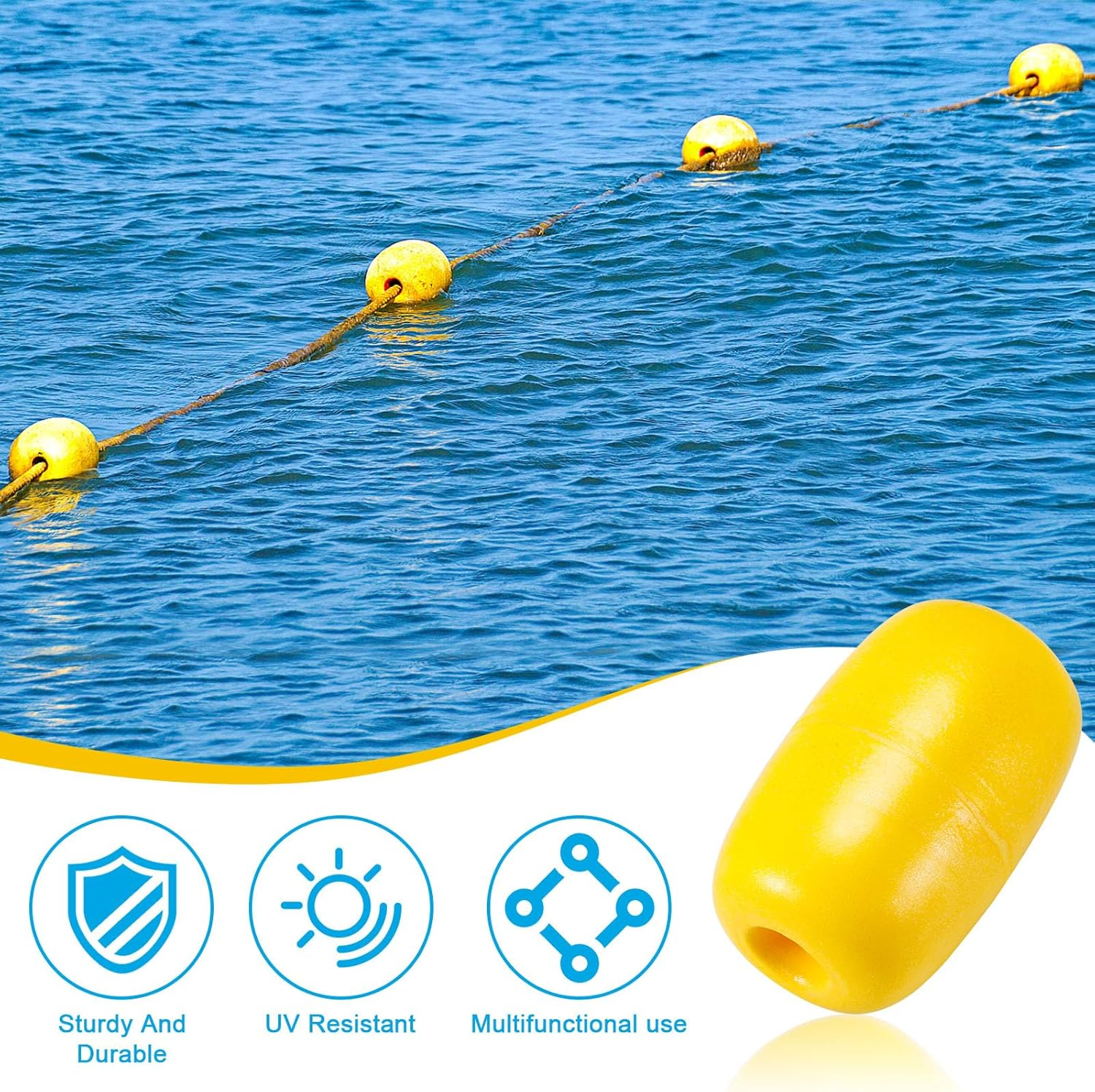 Rope Floats Marine, Deep Water Float Oval Water Float 2.7' X 4.2', Deep Water Fishing Marker Buoys for Boats Swimming Kayak Crabbing Trail Dock Pool image number 2