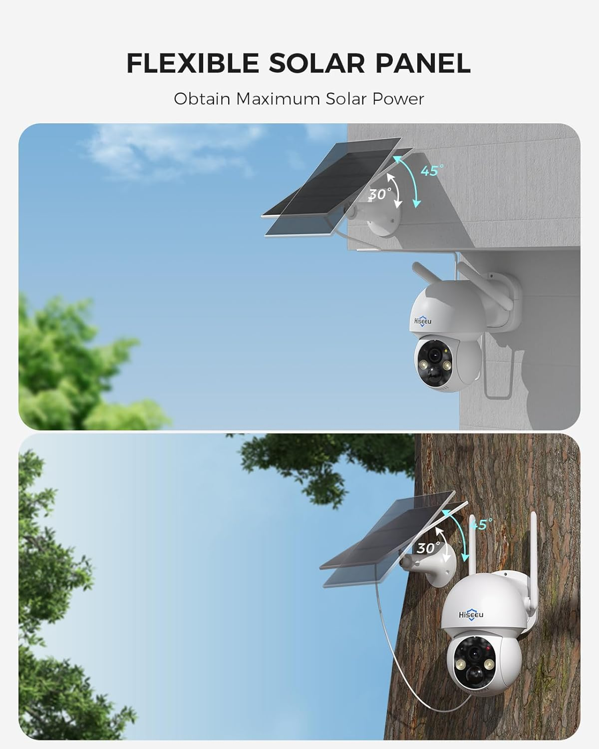 Hiseeu Solar Camera Wireless Outdoor, Home Security Camera System, 2.4G & 5G Wifi, Solar-Powered 4MP 4 Cam-Kit, Color Night Vision, 360&deg; View, Pan & Tilt, 1TB HDD Local Recording, No Subscription image number 4