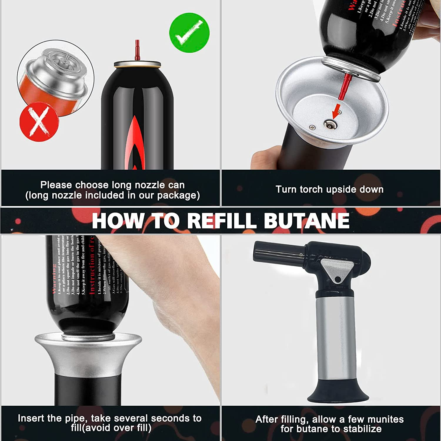 Meajore Culinary Butane Torch, Refillable Kitchen Torch Lighter, Blow Torch for Cooking, Searing, Baking, Crafting, and Camping, Aluminium, Lock and Adjustable Flame (Butane Gas Not Included) image number 3