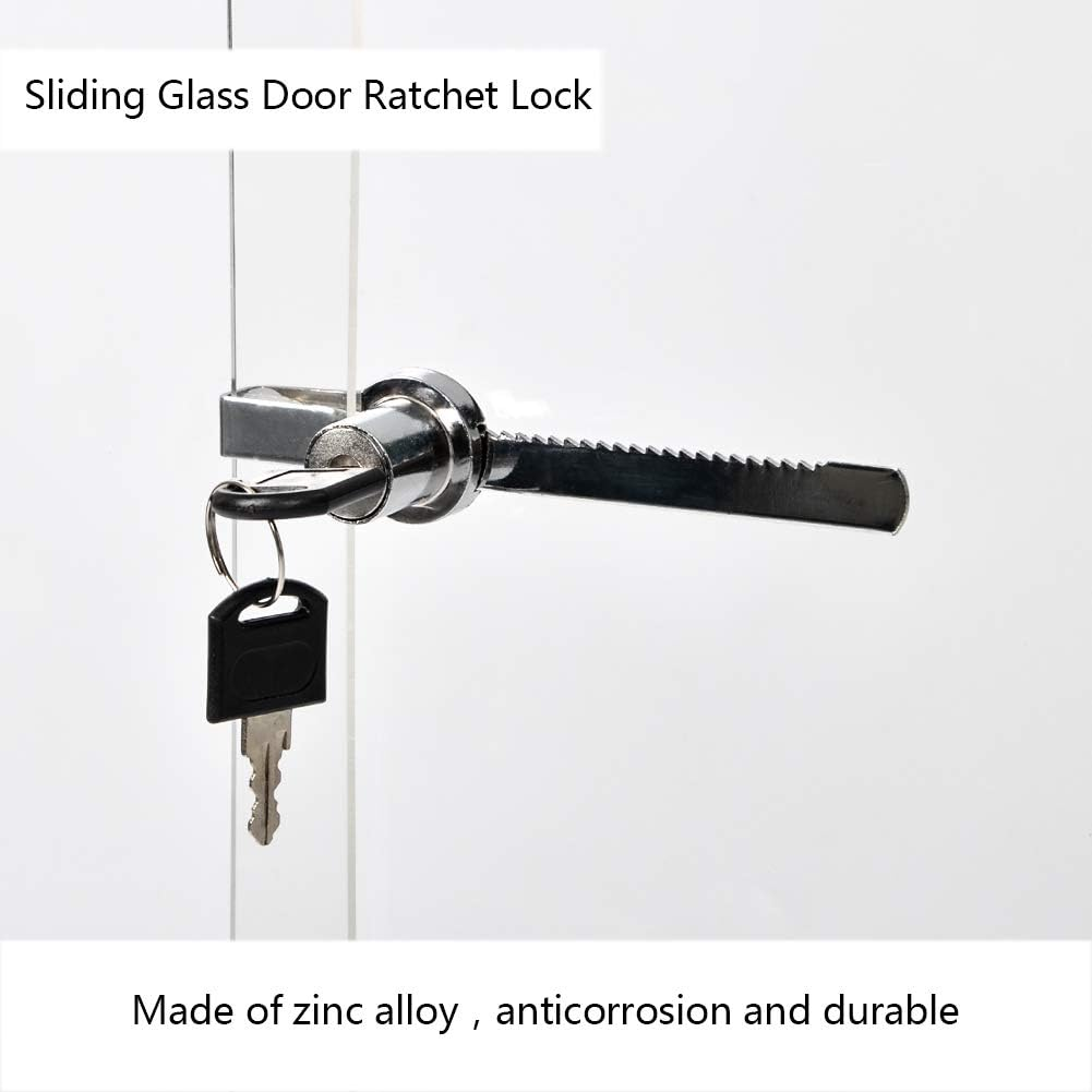 Sliding Glass Door Ratchet Lock Display Case Lock with Chrome Finish, Security, Keyed Alike Showcase Display (8 PC) image number 6