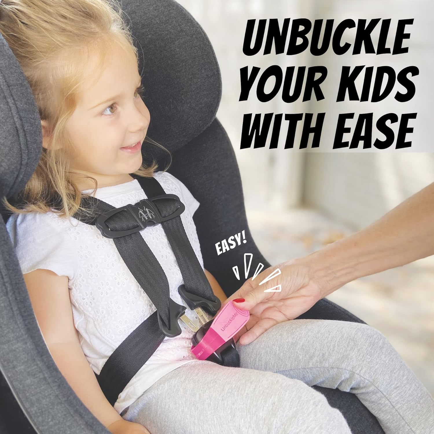 Unbuckleme Car Seat Buckle Release Tool - as Seen on Shark Tank - Makes It Easy to Unbuckle a Child'S Car Seat - Easy Tool for Parents, Grandparents & Older Children - Made in USA (1 Pack, Hot Pink) image number 4