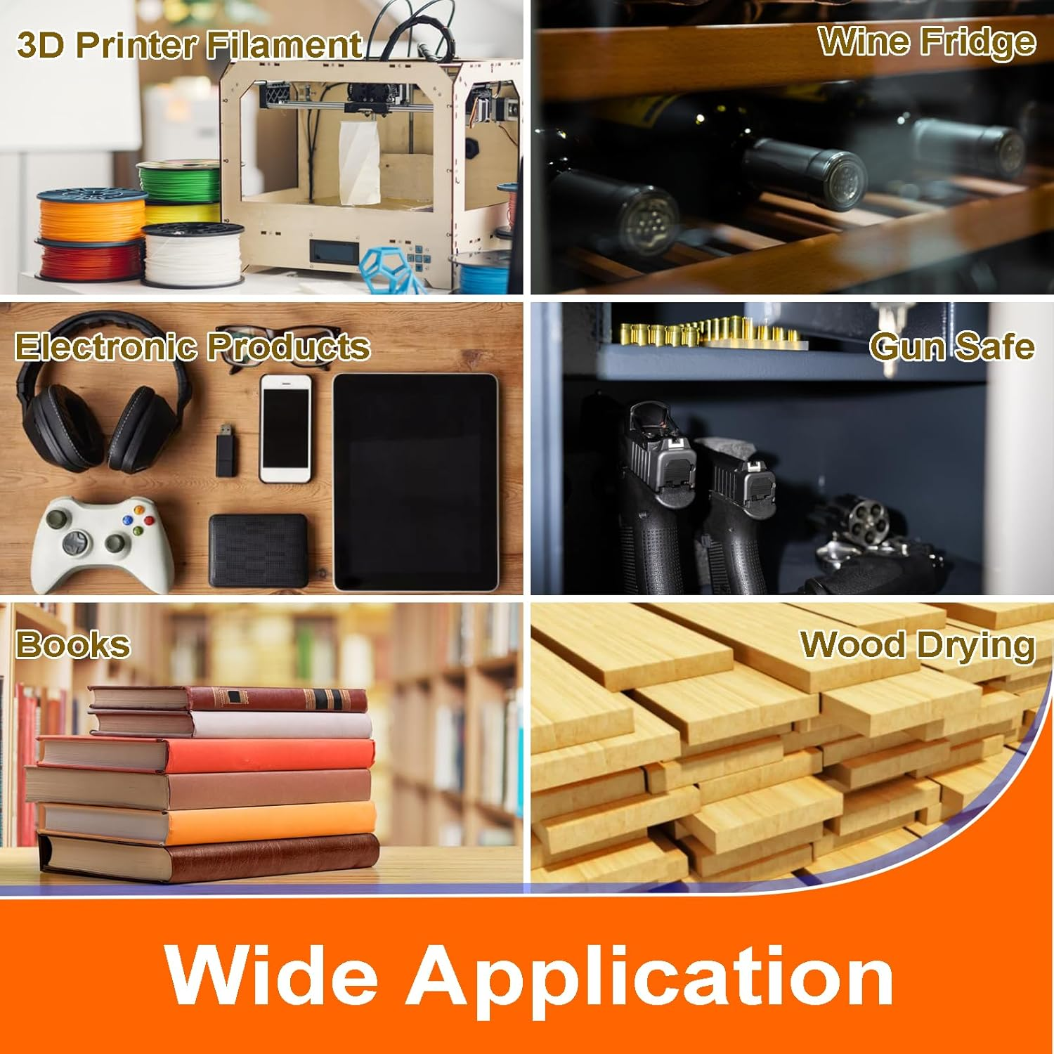 Silica Gel Beads Silica Gel Desiccant Beads, 2LBS Silica Balls, Reusable, with Colour Display, Silica Gel, Desiccant for Filament, Orange Silica Gel Desiccant for 3D Printers image number 1