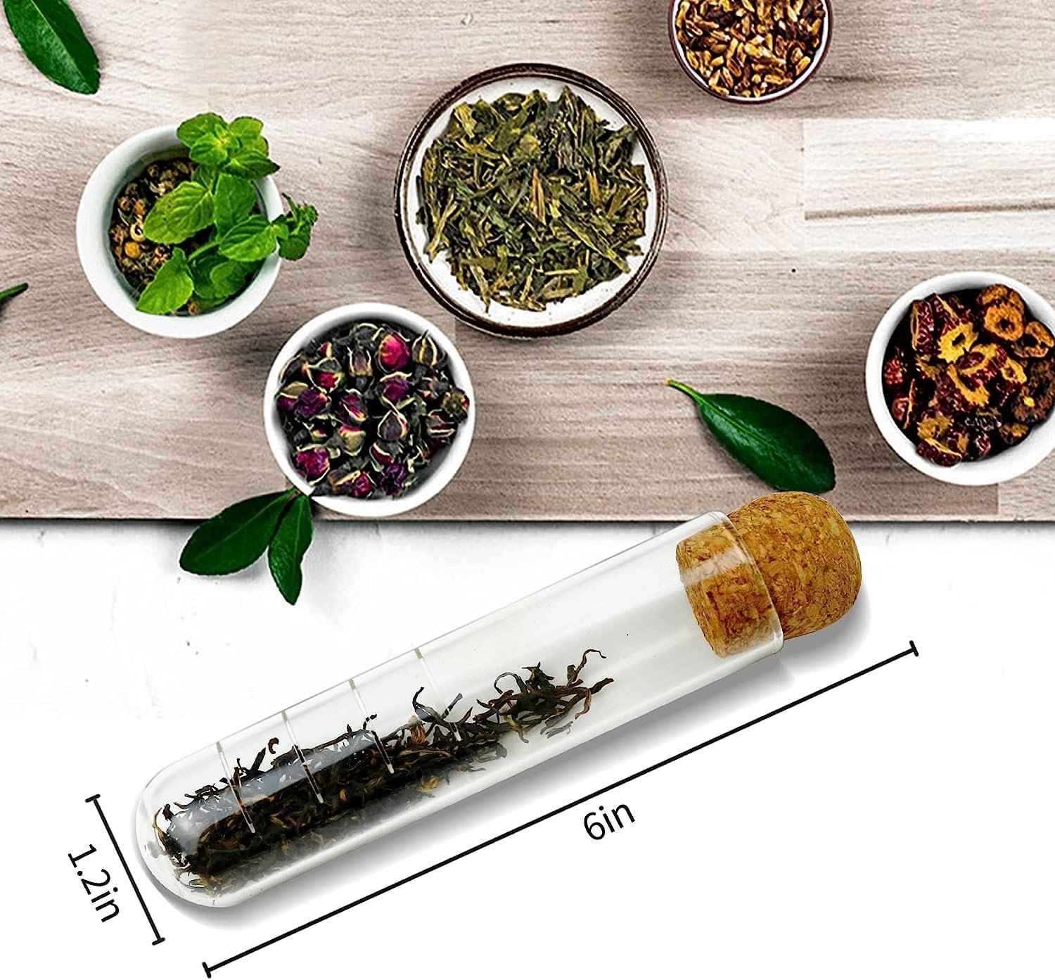 2 PCS Glass Tea Infuser, Glass Tea Strainer Tea Infuser with Cork Lid Drinkware Reusable Tea Infusers for Loose Tea, Tea Diffusers for Loose Tea