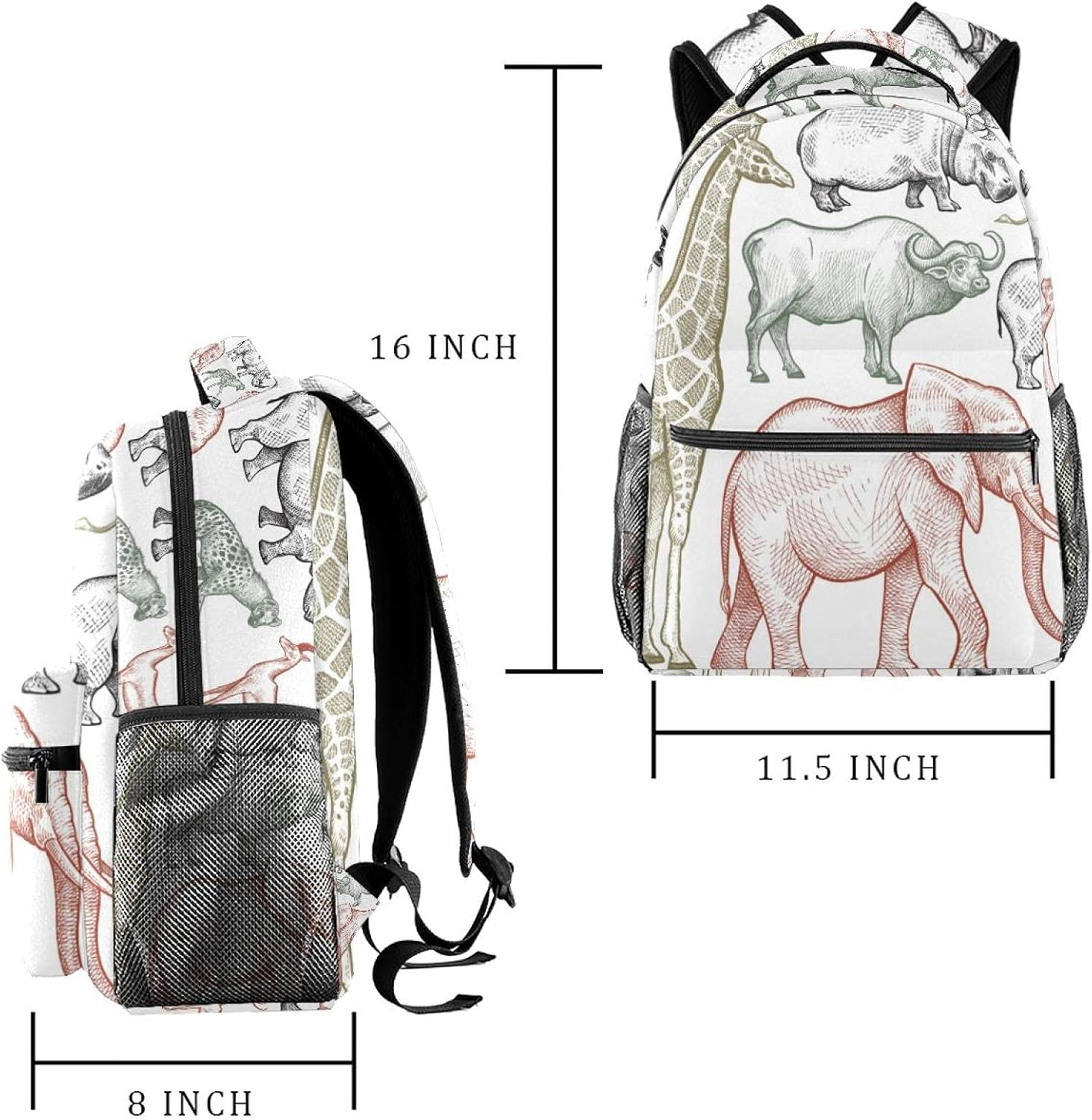 Animals Backpack Students Shoulder Bags Travel Bag College School Tote Backpacks image number 5