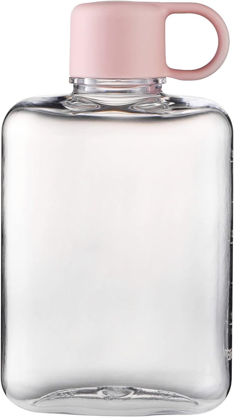 1Pc 360Ml Flat Portable Purse Square Water Cup, Slim Square Pocket Bottle, Portable Flat Slim Drinking Bottle, Pink image number 1