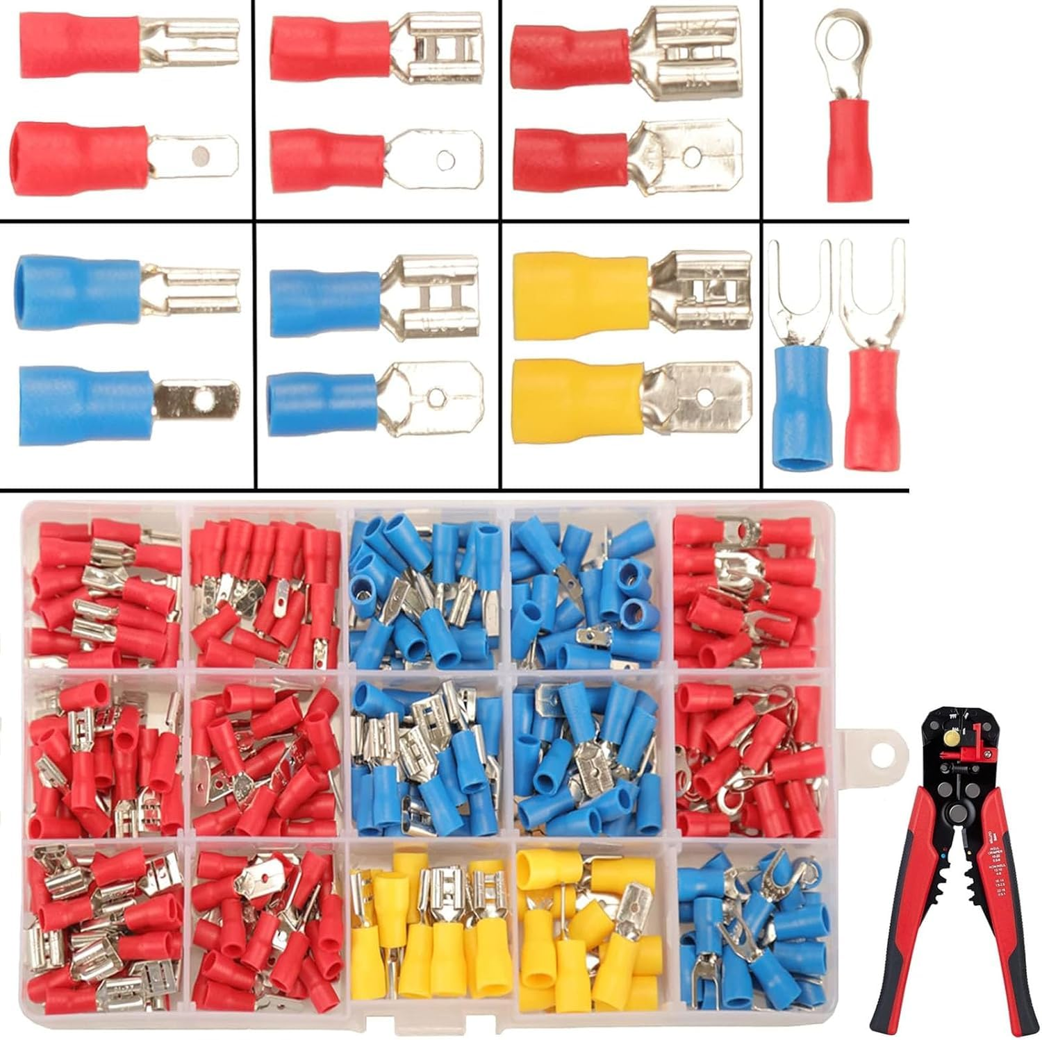 280Pcs Crimp Connectors Multipurpose Waterproof Electrical Wire Terminals,Contains Pair of Crimping Pliers Insulated Crimp Heat Shrink Wire Connectors Male and Female Spade Connector Kit Tool image number 5