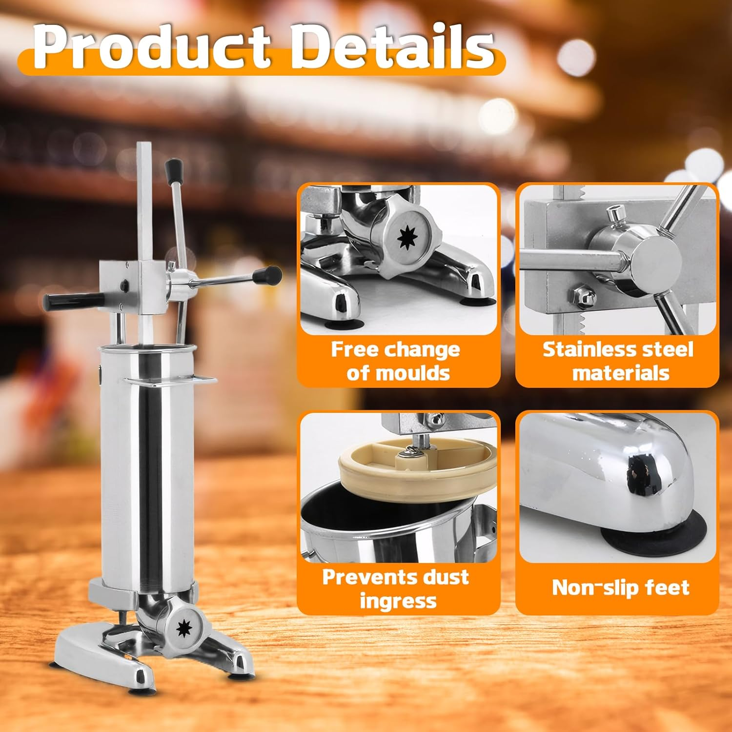 Peiqi Manual Churro Maker Commercial Manual Latin Fruit Machine Spanish Doughnut Filler Filling Machine with 5 Nozzles, for Home Commercial Restaurants Cafeterias Bakerie (3L) image number 1