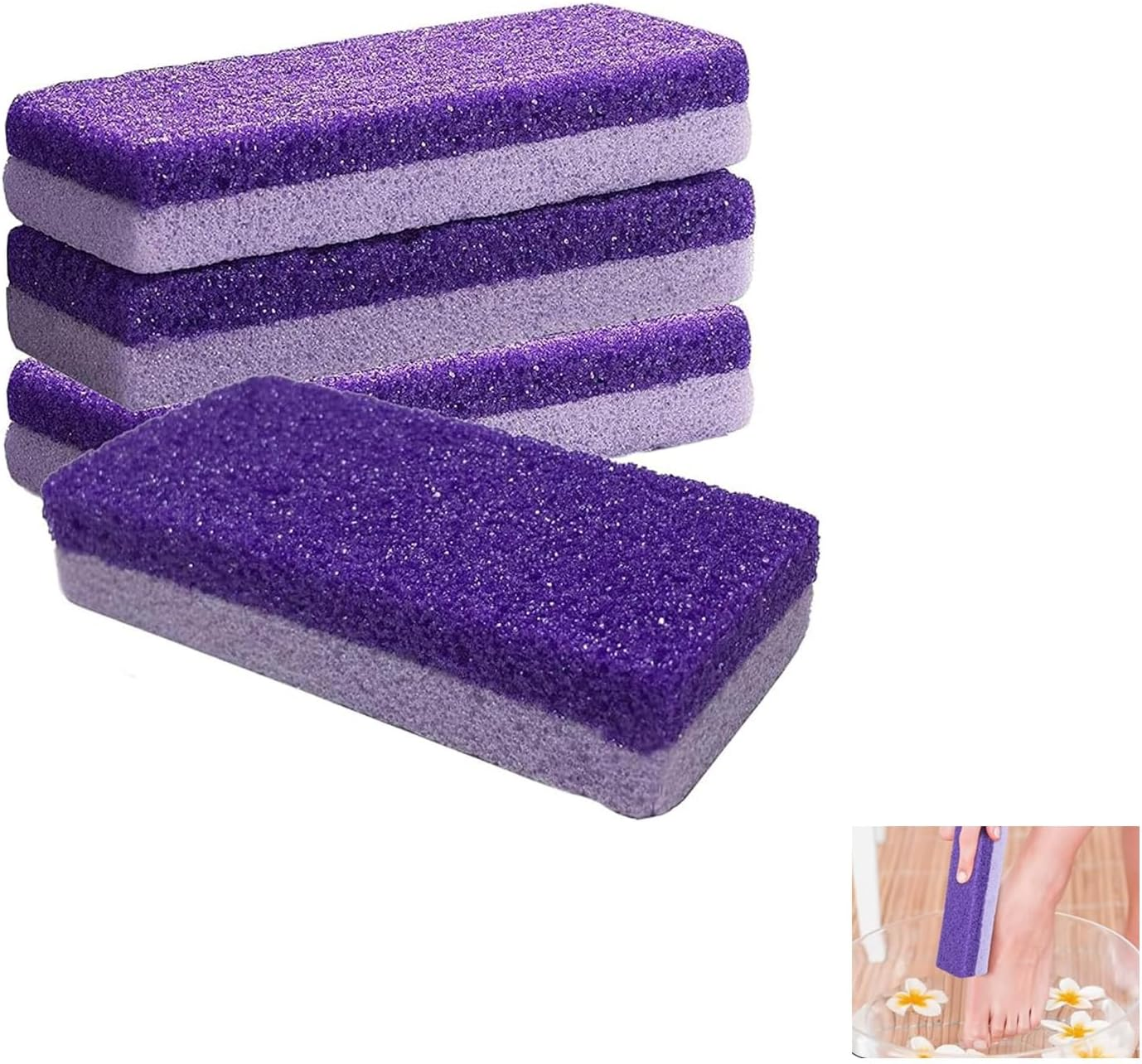4 Pcs Pumice Stone for Feet, Foot Scrubber for Dead Skin & Callus Removal Durable Foot File for Smooth Heels(Color:Purple)