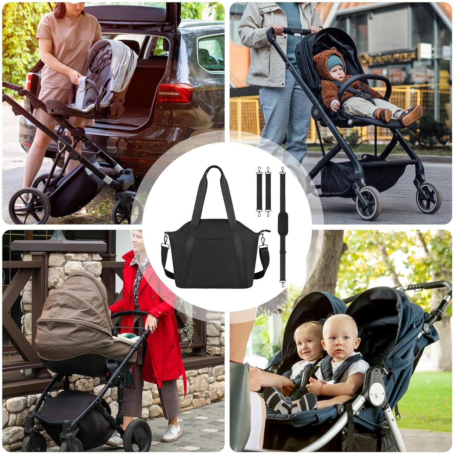 Diaper Bag Tote Large - Waterproof Storage Bag, Stroller Diaper Bag with Straps | Baby Travel Supplies Organizer, Pu Leather Mommy Bag with Insulation for Moms, Large Capacity Bag Milk Bottle Holder, image number 3