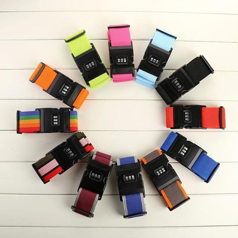 AIMALL Luggage Strap Code Password Travel Suitcase Secure Lock Safe Nylon Packing Belt, Adjustable Nylon Packing Belt, Durable Suitcase Security
