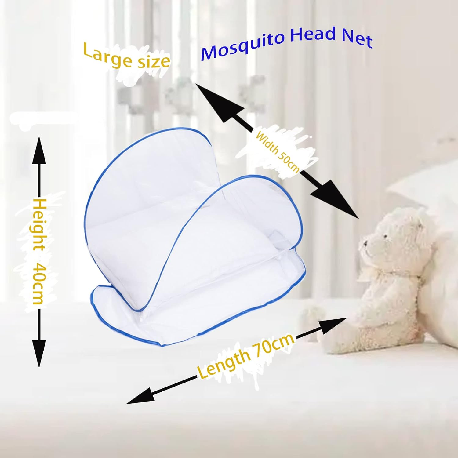 CMINGJ Portable Mosquito Head Net Foldable Pop-Up Travel Essentials Mosquito Net for Bed Free Installation-Large Size Suitable for Bedroom, Camping, Nap (Large) image number 1