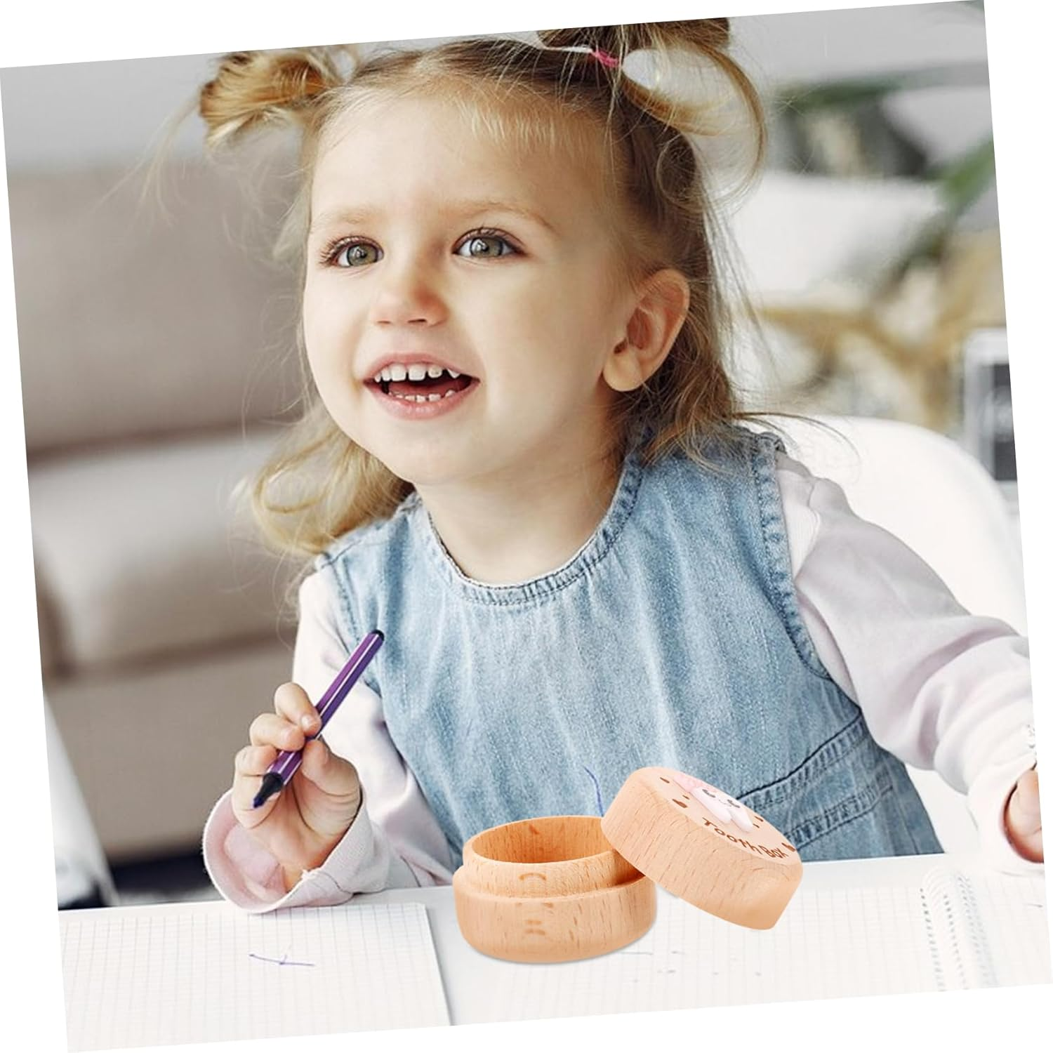 Wooden Tooth Box Kids Tooth Storage Box Small Wooden Keepsake Organizer for Boys and Girls image number 5